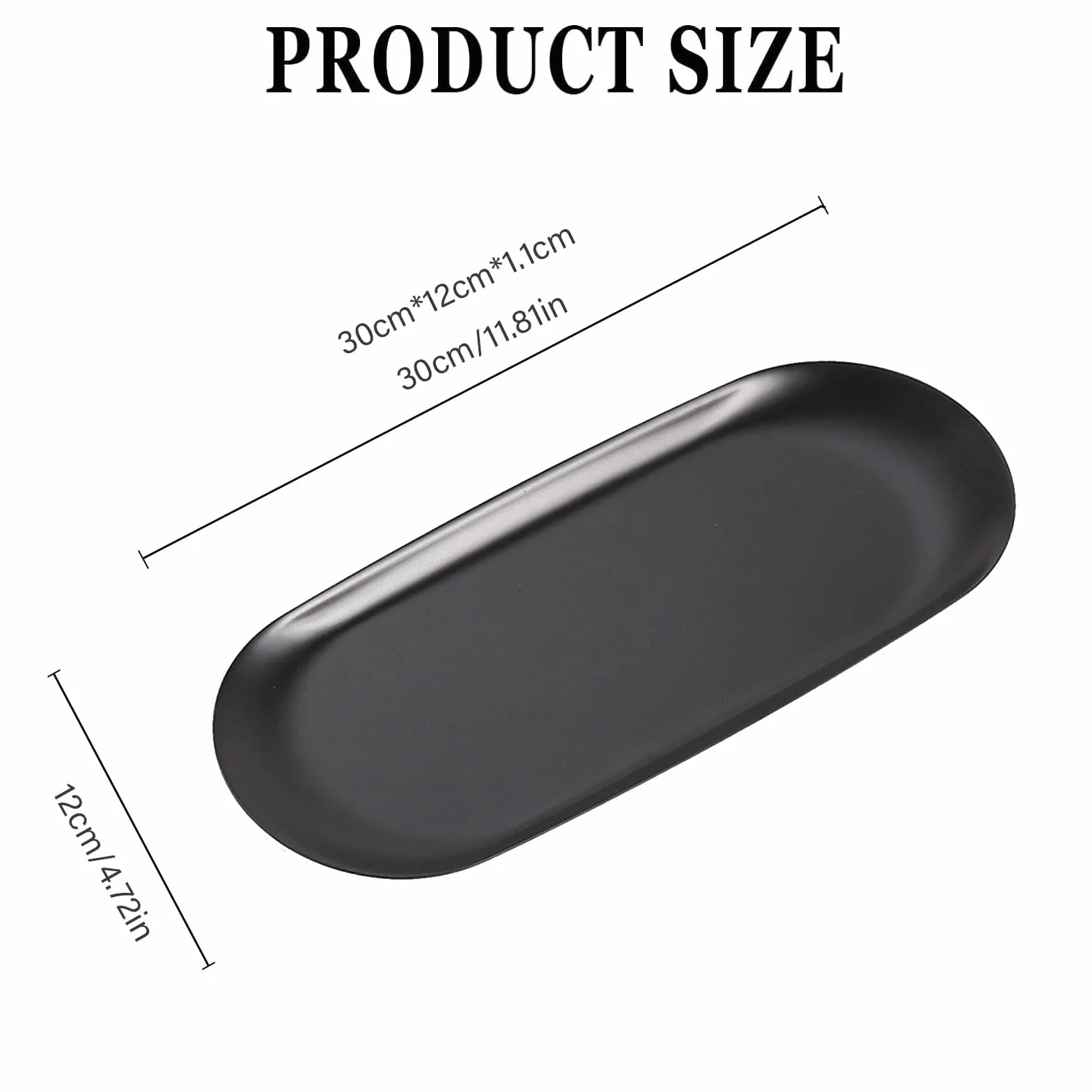 Dekoracyjna tacka ze stali nierdzewnej owalna 30x12 cm czarna do serwowania ciasta