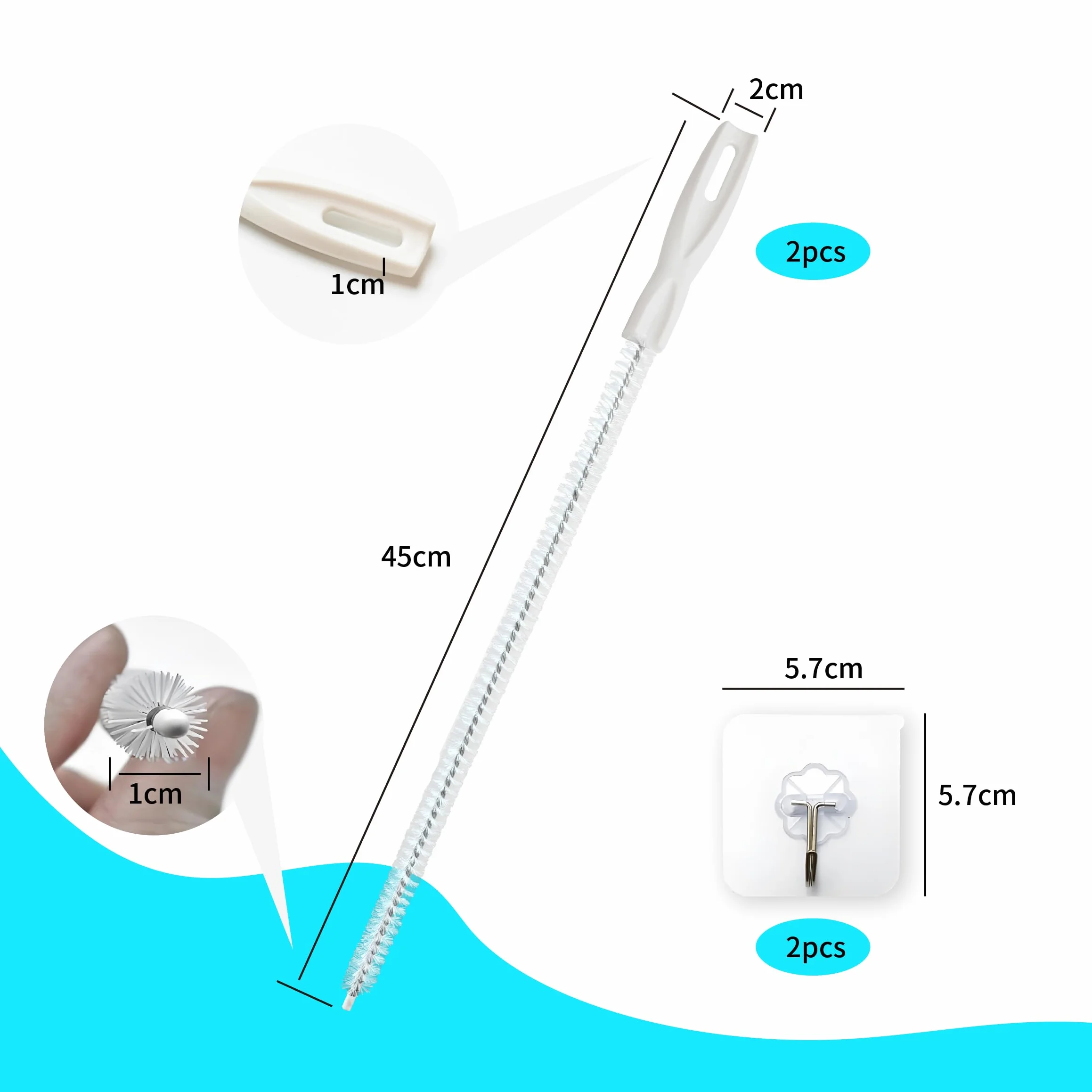 2 szt. Szczotka do czyszczenia odpływu 45 cm, czyste zlewy i odpływy, narzędzia do pogłębiania ścieków, elastyczna szczotka do czyszczenia zlewów w łazience, kuchni, wannie