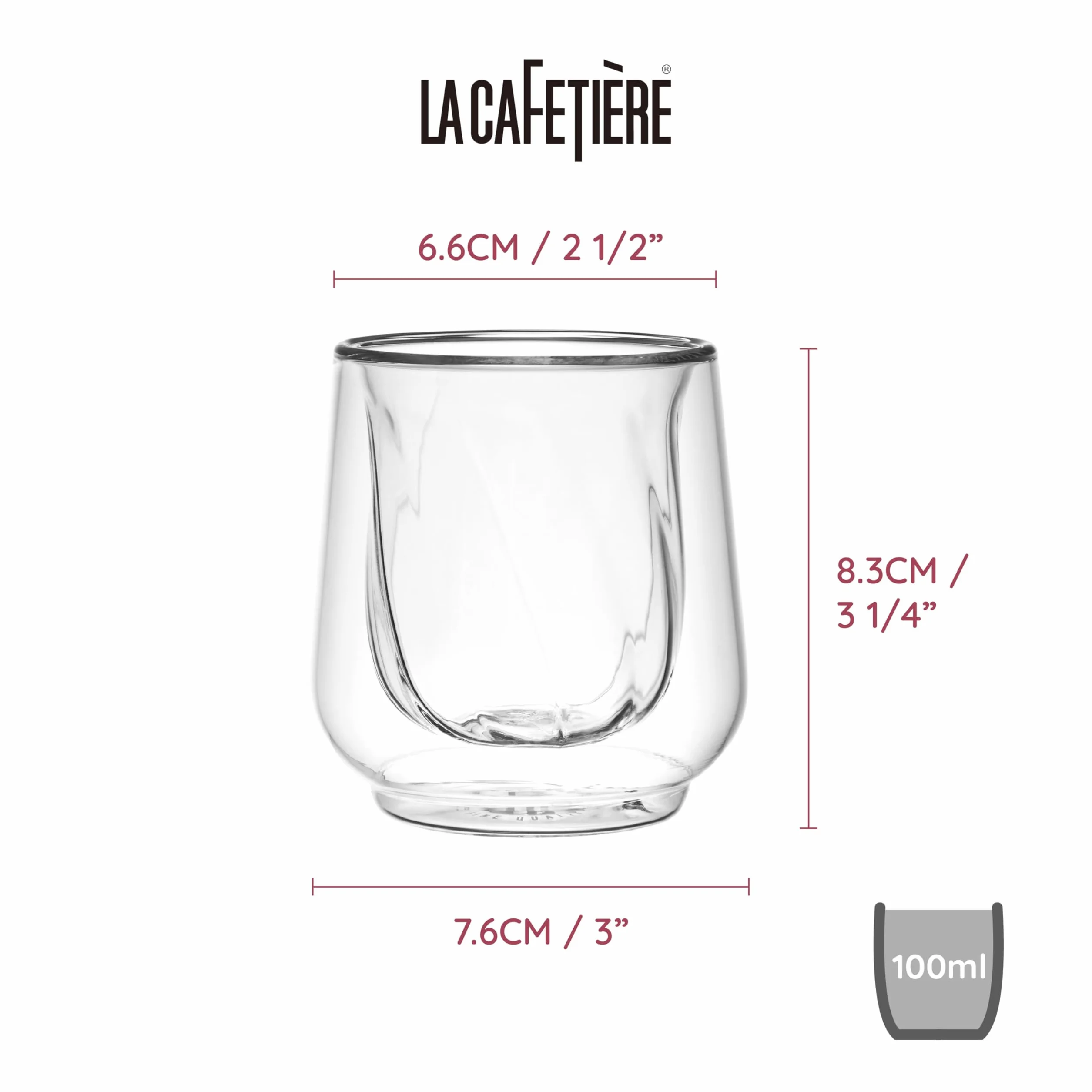 La Cafetière Siena 2-częściowy zestaw szklanek Cortado z podwójnymi ściankami 135 ml