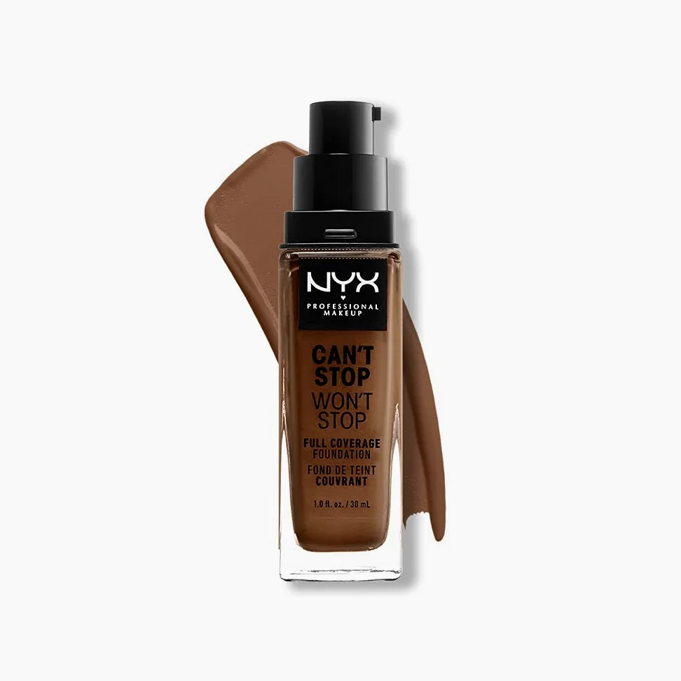 NYX Professional Makeup Can't Stop Won't Stop Full Coverage Foundation podkład do twarzy w płynie, kremowy, trwały, łatwe rozprowadzenie, 19 Mocha, 30 ml