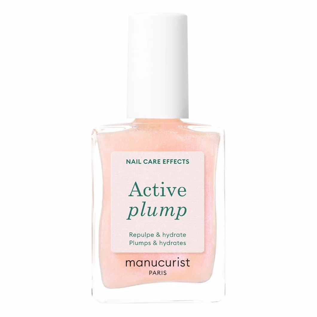 Manucurist Active Plump Nail Polish & Care - Kolagen i ekstrakt z brzoskwini - Nawilżacz do paznokci z ultra-błyszczącym połyskiem Baby Rose dla natychmiastowego efektu pompowania - Nail Volumizer