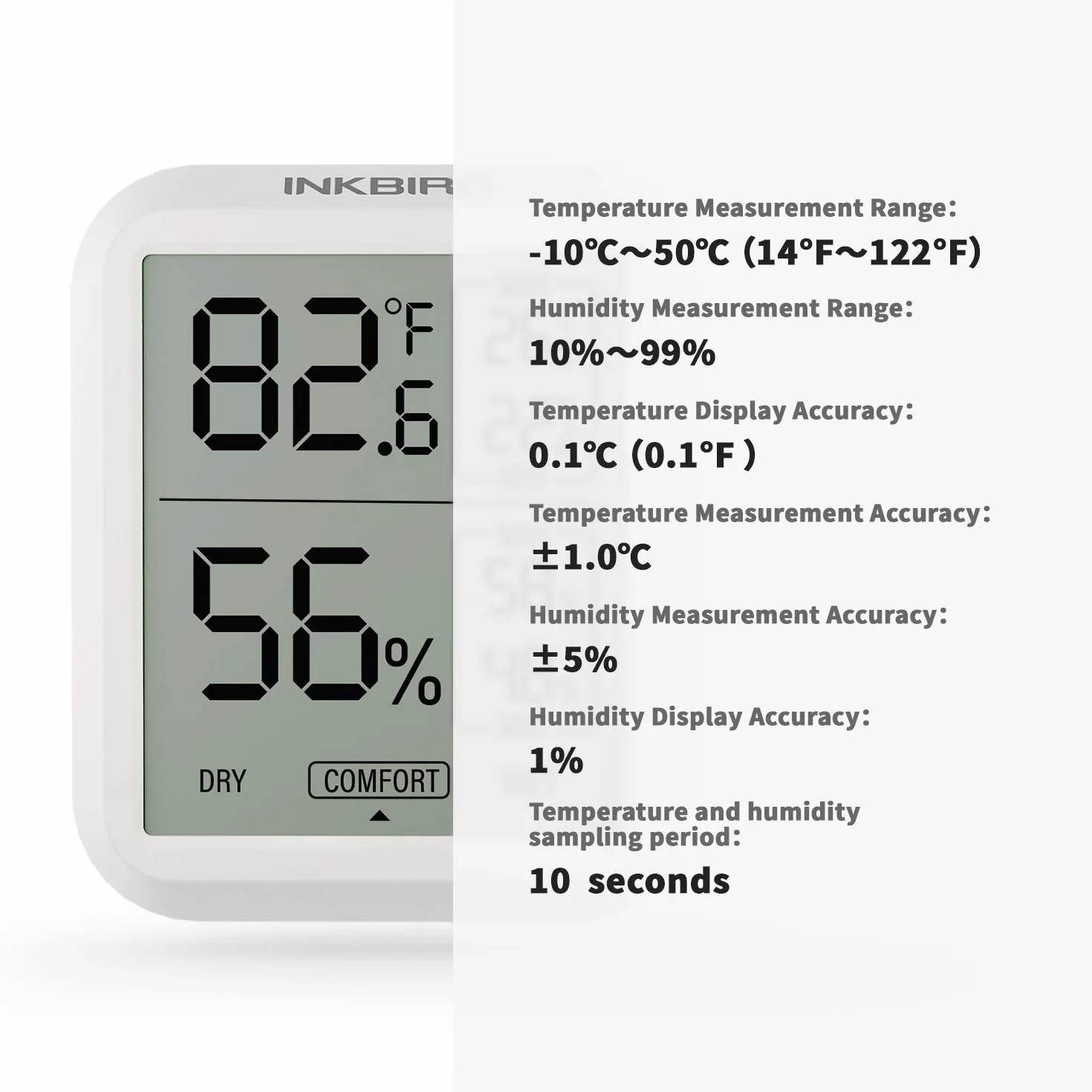 Inkbird ITH-20 Cyfrowy termometr higrometrowy LCD wewnętrzny zewnętrzny