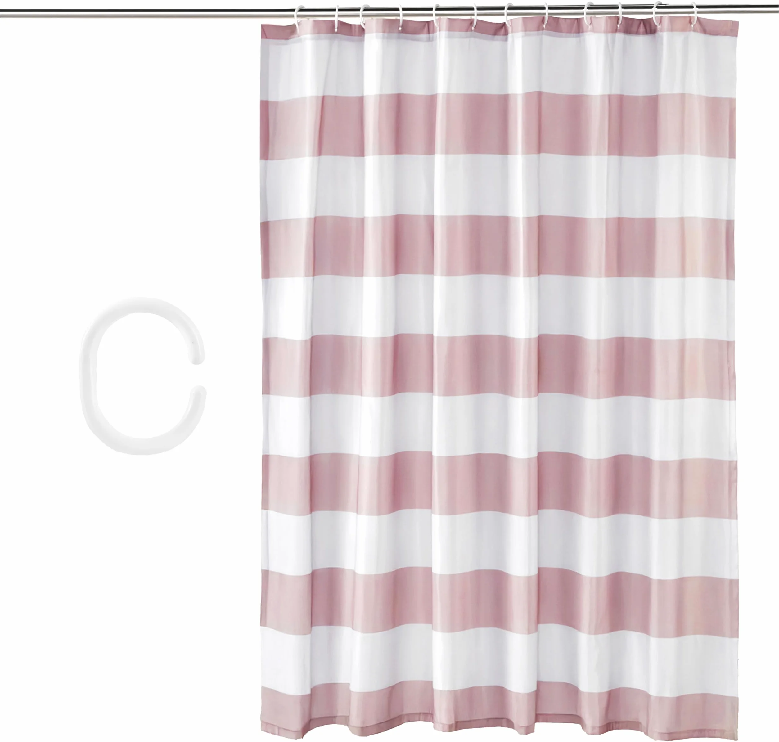 Amazon Basics zasłona prysznicowa z oczkami i haczykami, 183 x 183 cm, szare paski