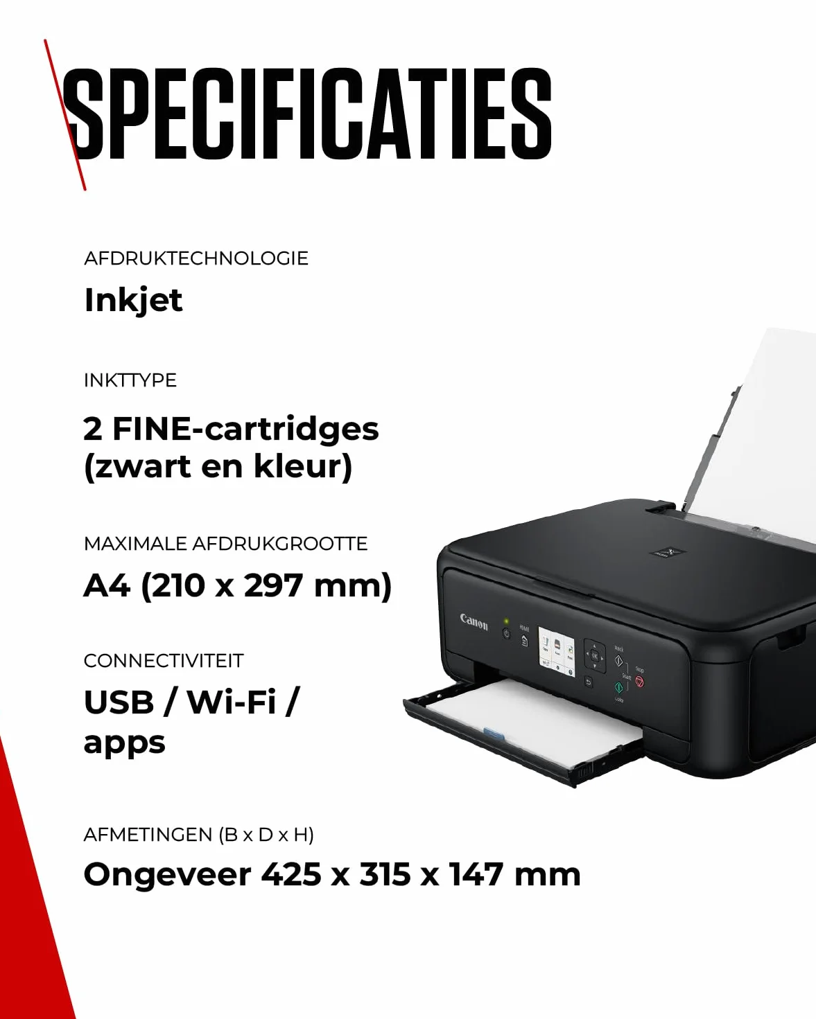 Canon 2228C006 PIXMA TS5150 Drukarka Wielofunkcyjna 31.5 x 14.7 x 42.5 cm, Czarny