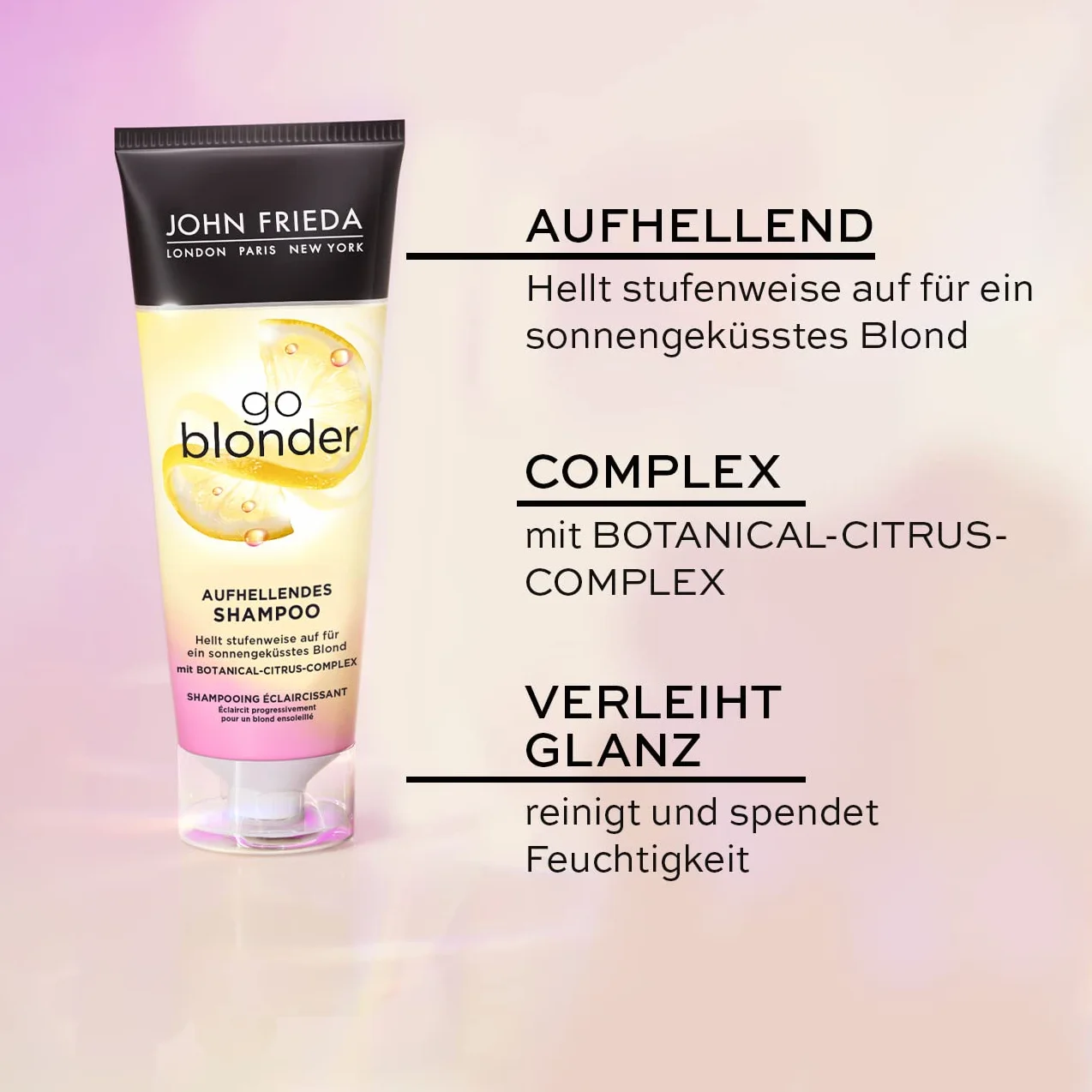 John Frieda Go Blonder Set – szampon, 250 ml i odżywka, 250 ml – typ włosów: blond, blond – stopniowo rozjaśnia