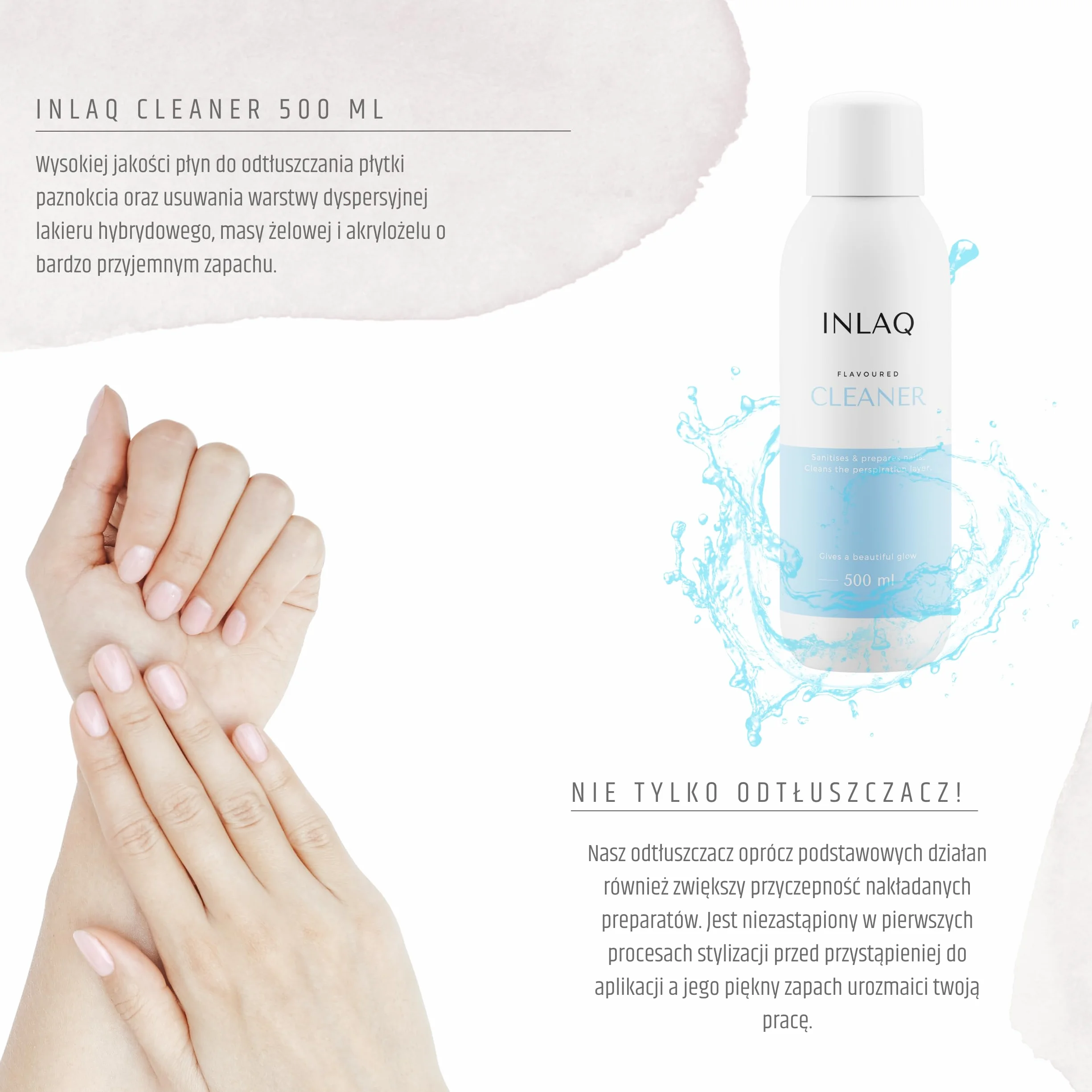INLAQ® Cleaner | Odtłuszczacz do paznokci | 500 ml