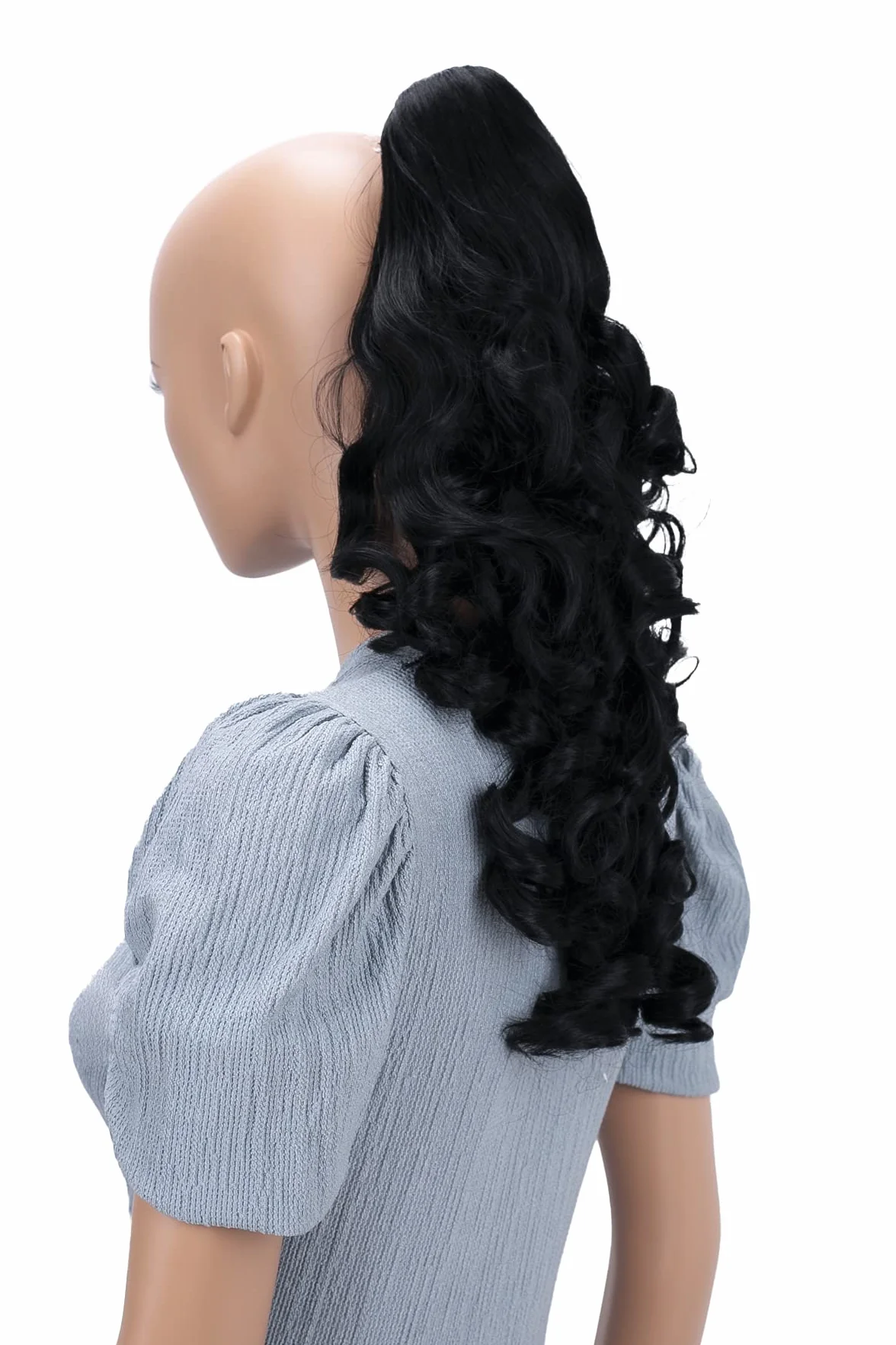 CAISHA 50cm Warkocz Kucyk Przedłużanie Włosów Obszernie Faliste Czarny HV1