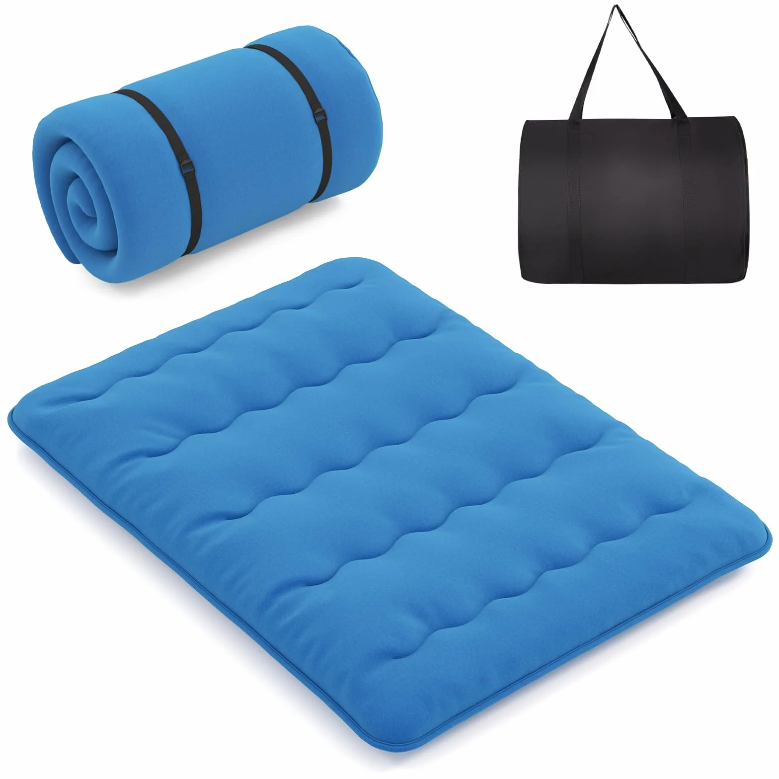 LIFEZEAL Futon materac japoński składany przenośny Tatami 140 x niebieski