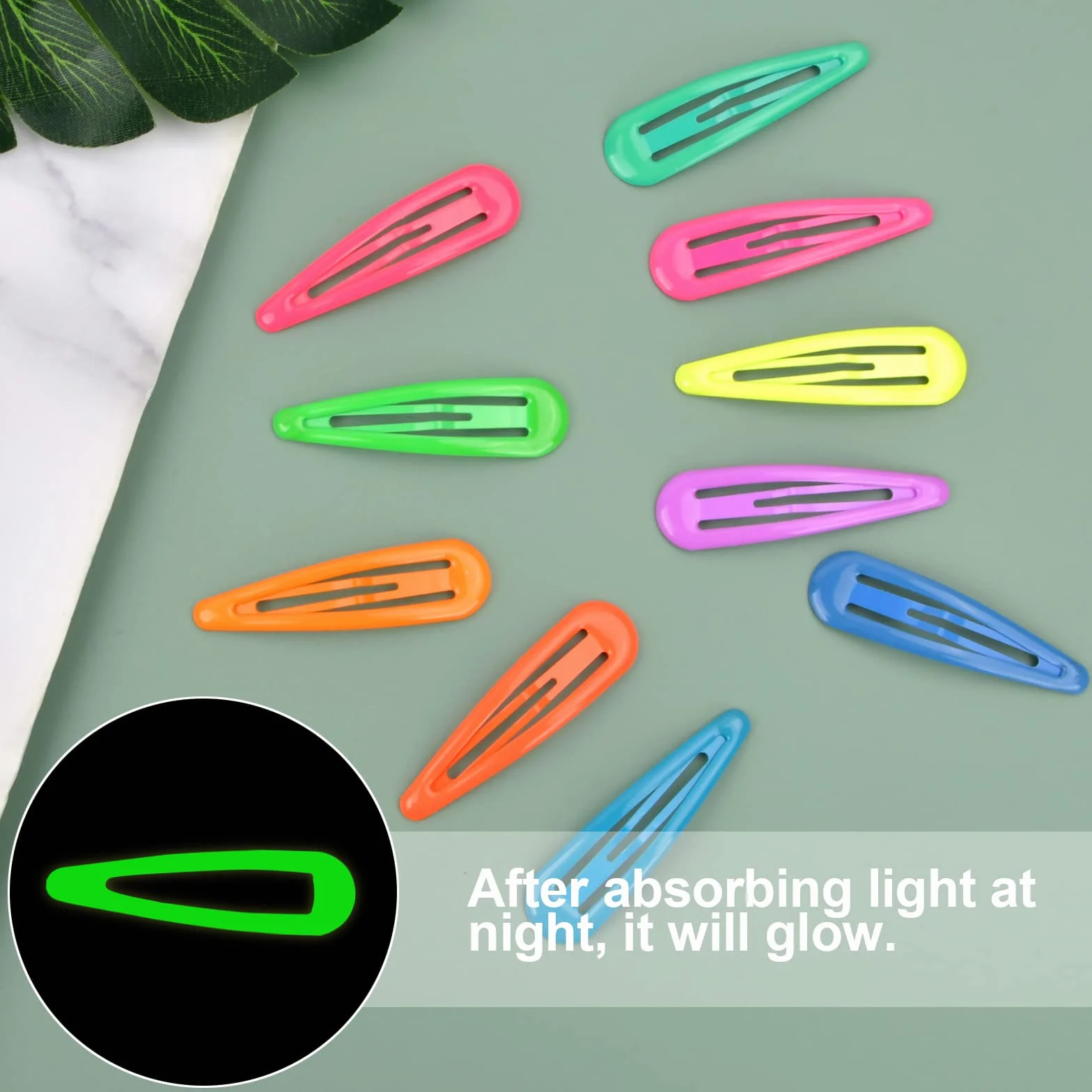 10 szt. spinki do włosów dla dziewczynki, 5 cm fluorescencyjne, metalowe