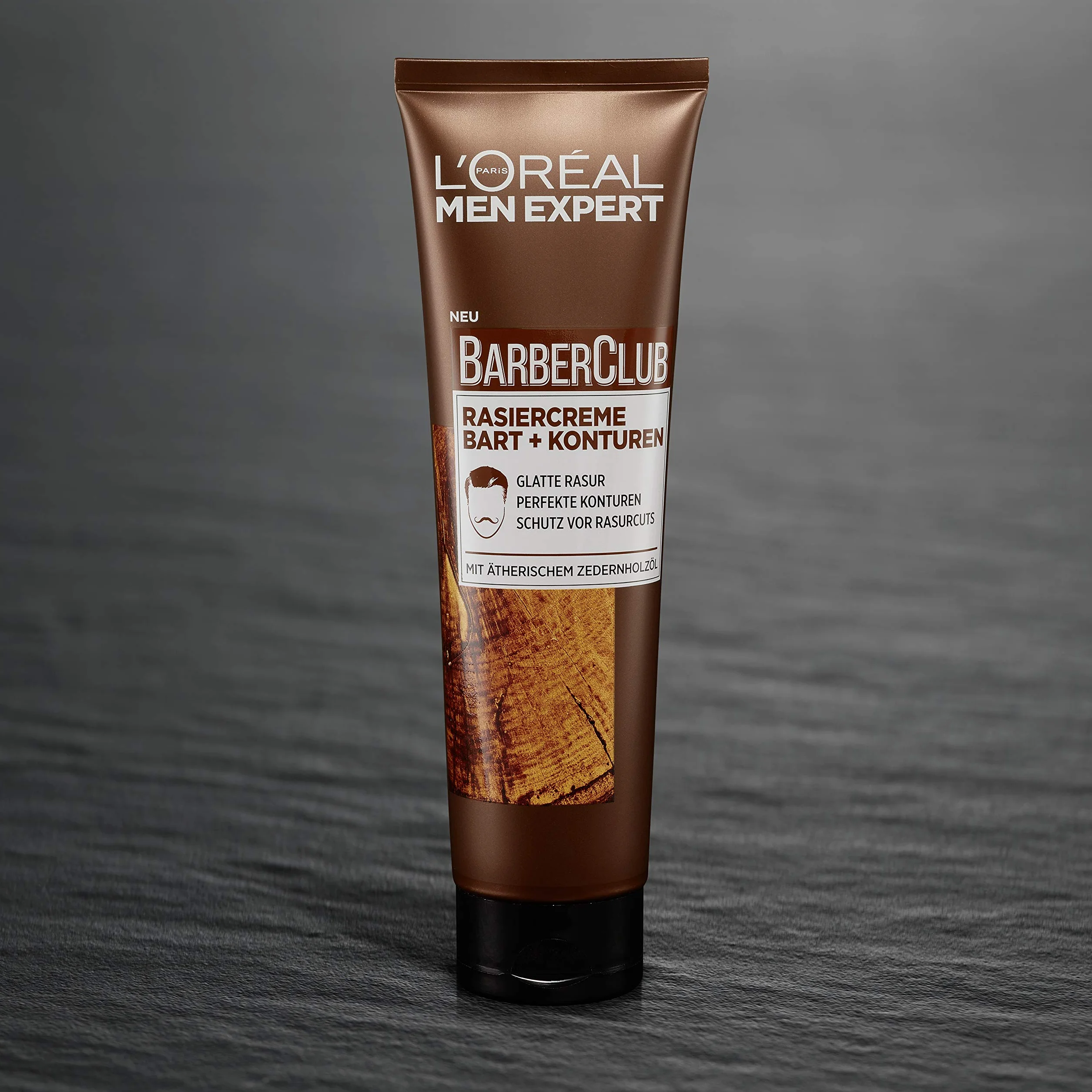 L'Oréal Men Expert Pielęgnacja brody, krem do golenia zapewnia gładkie golenie i wyraźne kontury twarzy, olejek eteryczny z drewna cedrowego, Barber Club, 2 x 150 ml