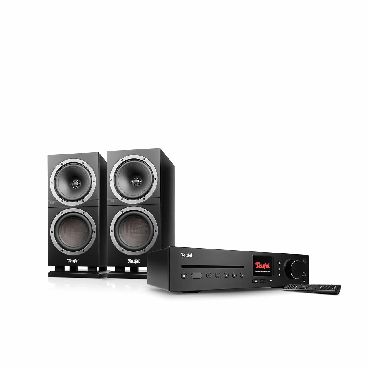 Kolumny podstawkowe THEATER 500S KOMBO 2 z amplitunerem stereo 2.1, radio FM/DAB+, Spotify Connect, Bluetooth, zintegrowany odtwarzacz CD
