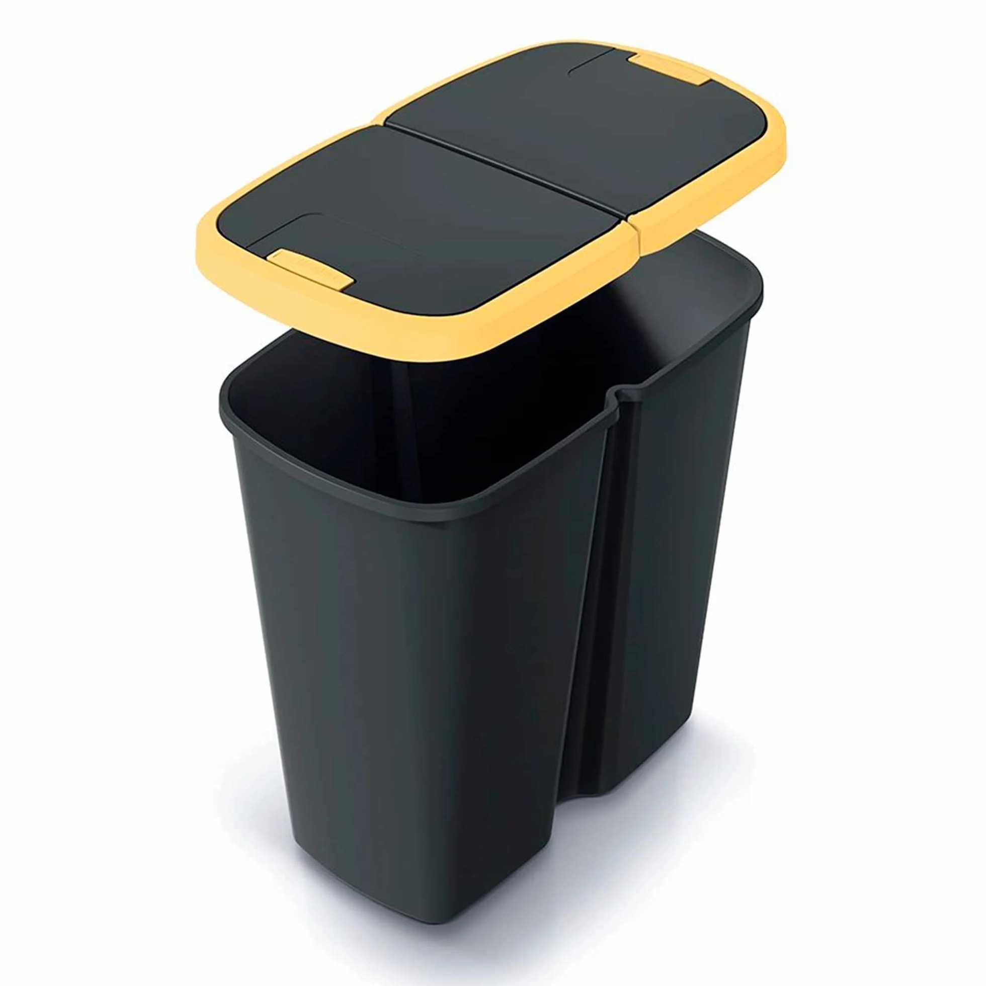 KEDEN Poubelle 2 couvercles indépendants 50L