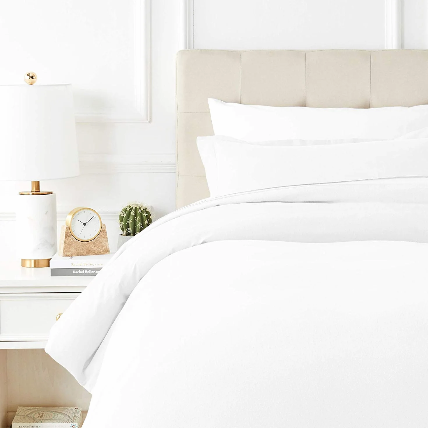 TEXAS LINEN CO. 100% Egyptian Cotton Duvet Cover Queen Size 600 Thread Count 3 PC Extra Long Staple Soft Breathable White