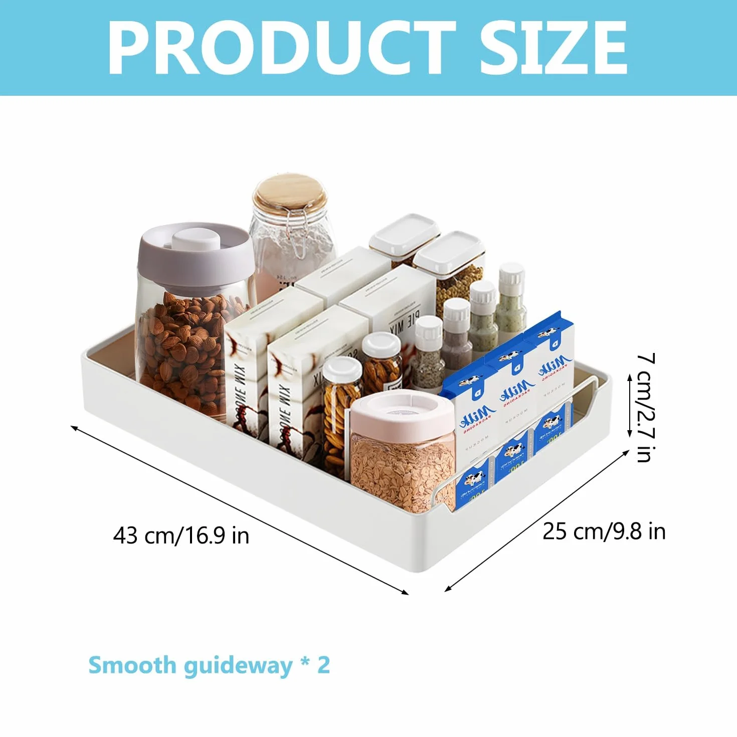 Wysuwana szuflada kuchenna 43 x 25 x 7,5 cm teleskopowa ze stali węglowej i tworzywa sztucznego organizer