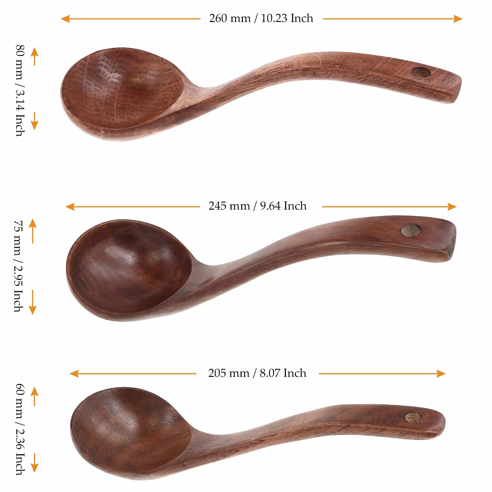 3 szt. drewniana chochla do zupy z długim uchwytem, łyżki do zupy z naturalnego drewna, chochla, do sosów, drewniana chochla, akcesoria kuchenne, przybory kuchenne
