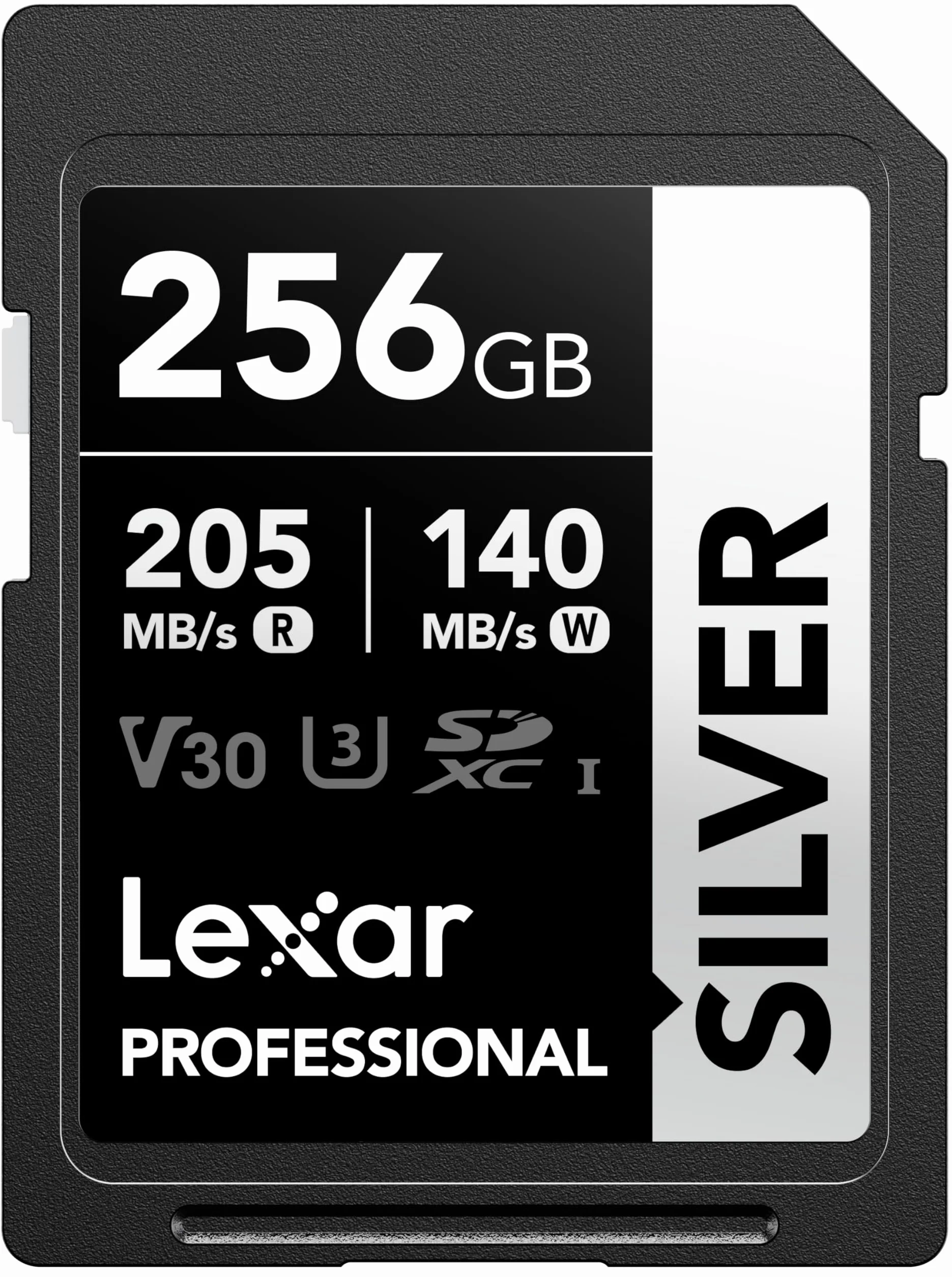 Lexar Karta SD 256 GB SILVER, odczyt do 205 MB/s, zapis 140 MB/s, karta pamięci SDXC UHS-I, klasa 10, U3, V30, karta SD dla profesjonalnych fotografów, kamerzystów, entuzjastów