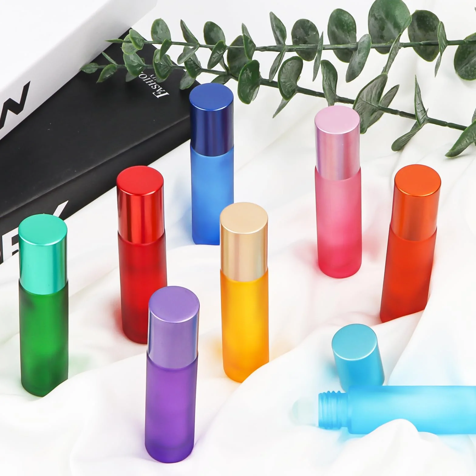 Roll on butelka pusta 10 ml, 8 sztuk szklanych butelek na olejki eteryczne, z lejkiem i kroplomierzem, otwieraczem, do perfum, kosmetyków, aromaterapii
