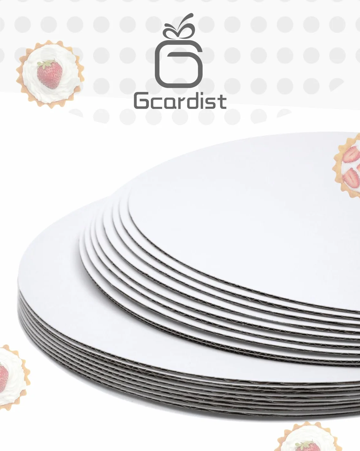 Gcardist Zestaw 25 białych desek do ciasta, okrągłe kółka 15 cm, okrągła podstawa, kartonowa deska do ciasta klasy spożywczej (cieńsza, ale mocniejsza, 15 cali)