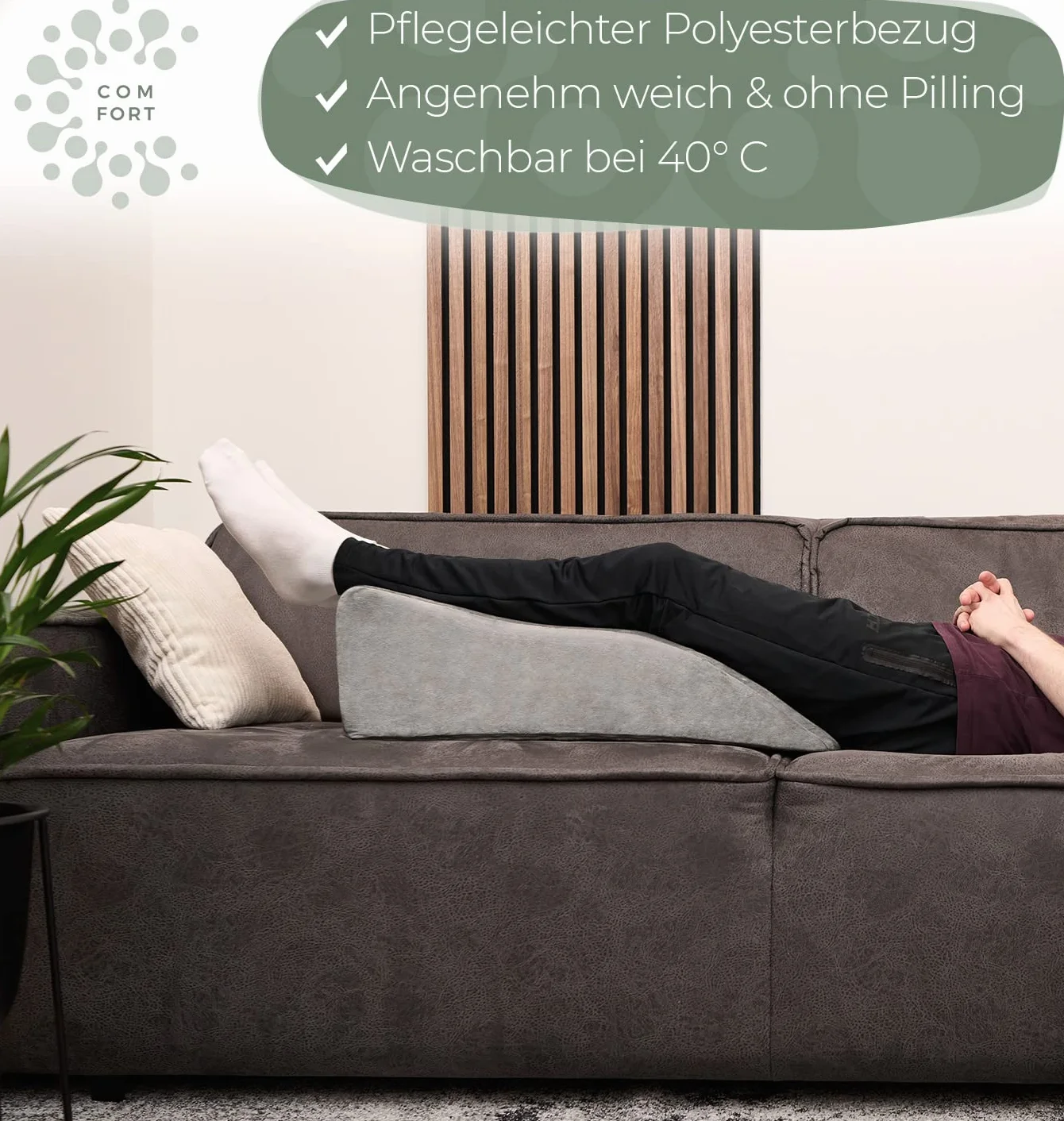 Ergonomiczna poduszka przeciwżylakowa do unoszenia nóg - podkładka pod nogi do unoszenia nóg - poduszka do unoszenia nóg - poduszka klinowa, poduszka wspornikowa dla nóg i kolan, idealna jako poduszka