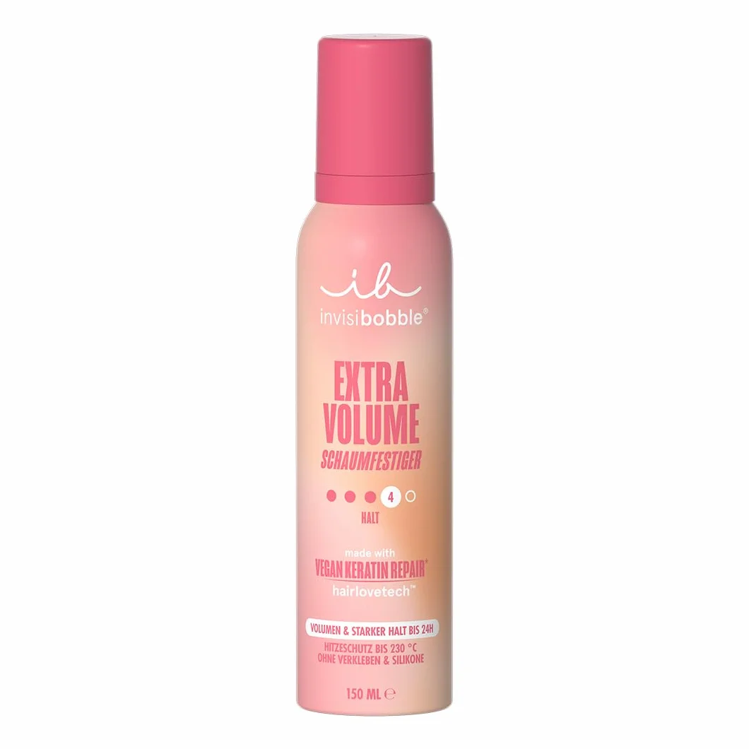 invisibobble Extra Volume pianka wzmacniająca, maksymalna objętość, ochrona przed wysoką temperaturą 230°C, mocne trzymanie przez 24 h, wegańskie, do wszystkich rodzajów włosów, 150 ml