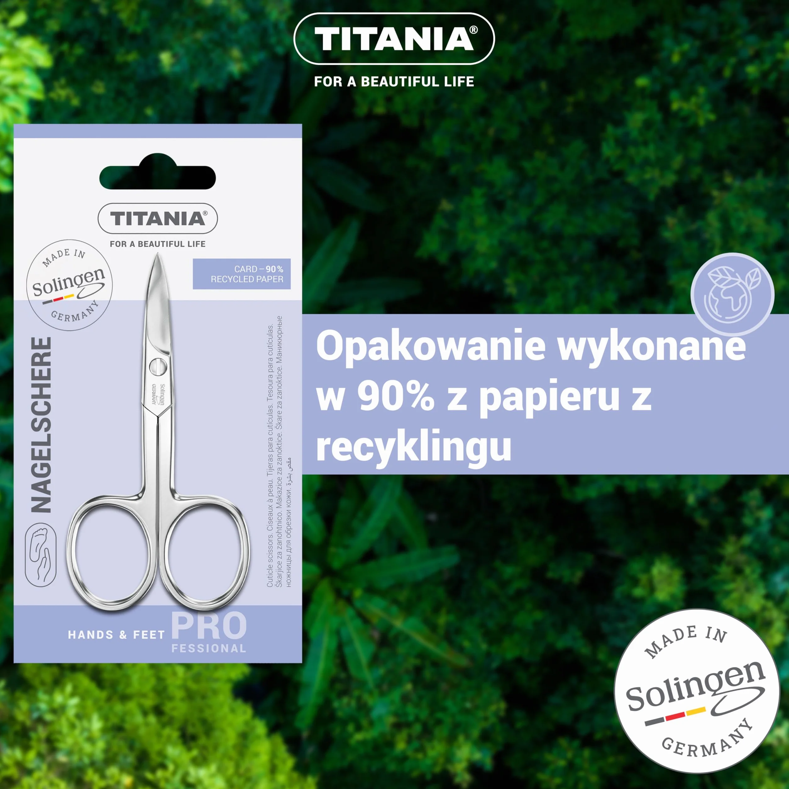 TITANIA Solingen nożyczki do paznokci - zakrzywione, wyjątkowo ostre, do profesjonalnego manicure, stal węglowa, Made in Germany