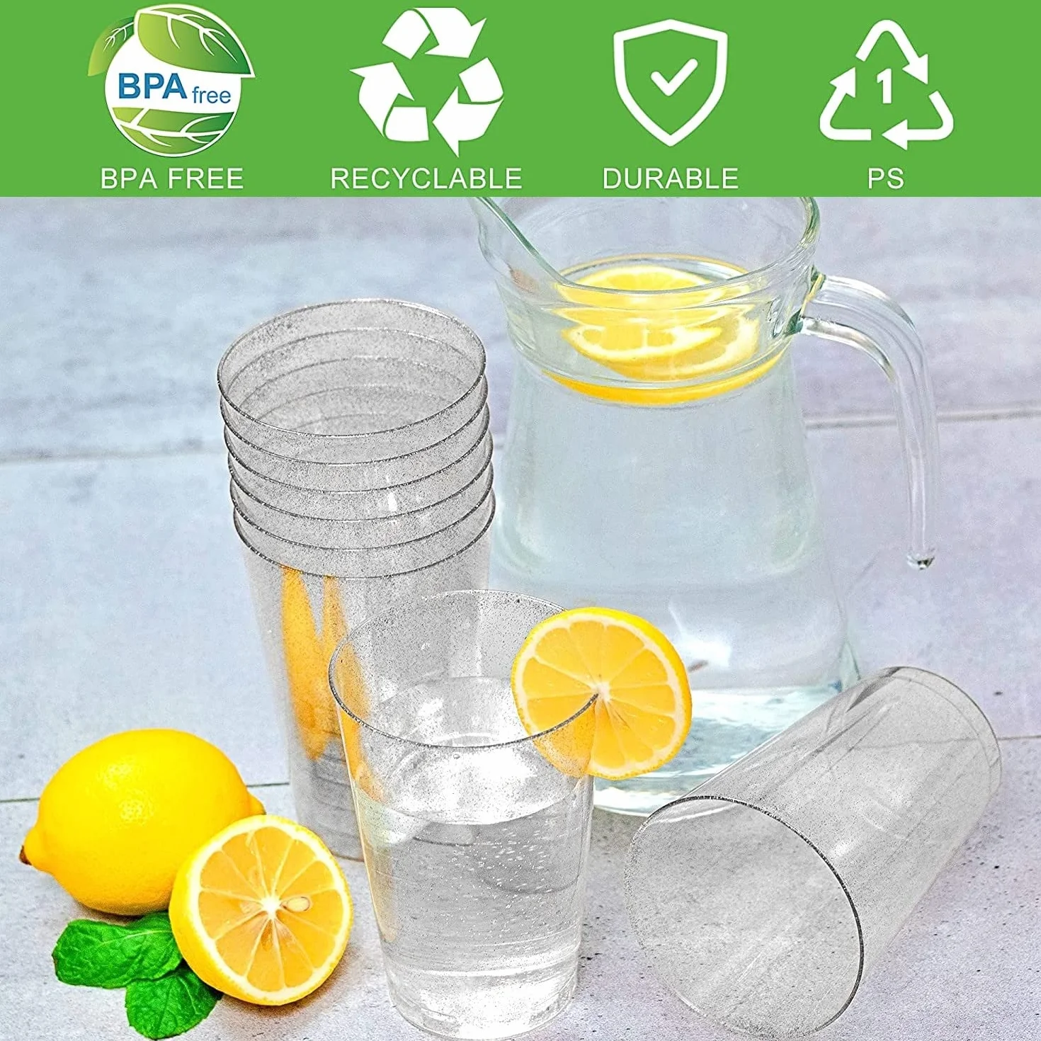 Przezroczyste plastikowe kubki 300 ml brokatowe wielokrotnego użytku kieliszki do wina