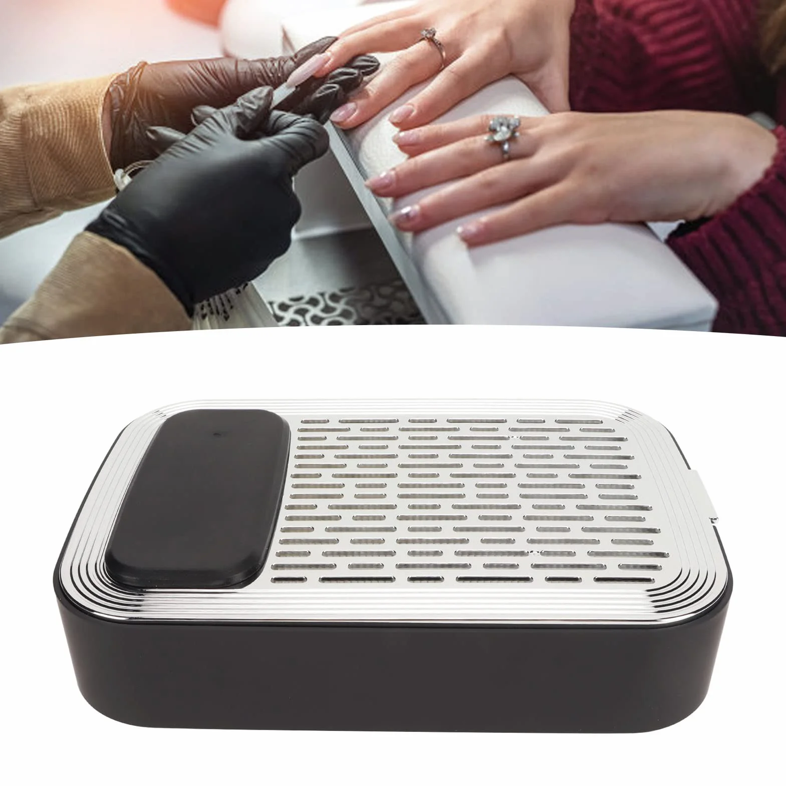 Nail Dust Collector Machine, regulowana prędkość Nail Vacuum Fan Dust Collector Extractor z filtrem wielokrotnego użytku, 2600mAh Bateria, Nails Vacuum Machine for Salon Home Use