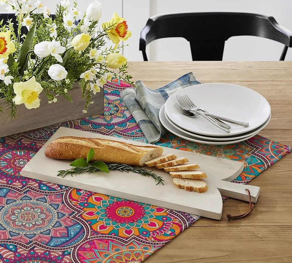 Artoid Mode Marokański obrus w stylu boho, styl vintage, mandala, obrus na stół, dekoracja do użytku w pomieszczeniach, na urlop, imprezę, 120 x 120 cm