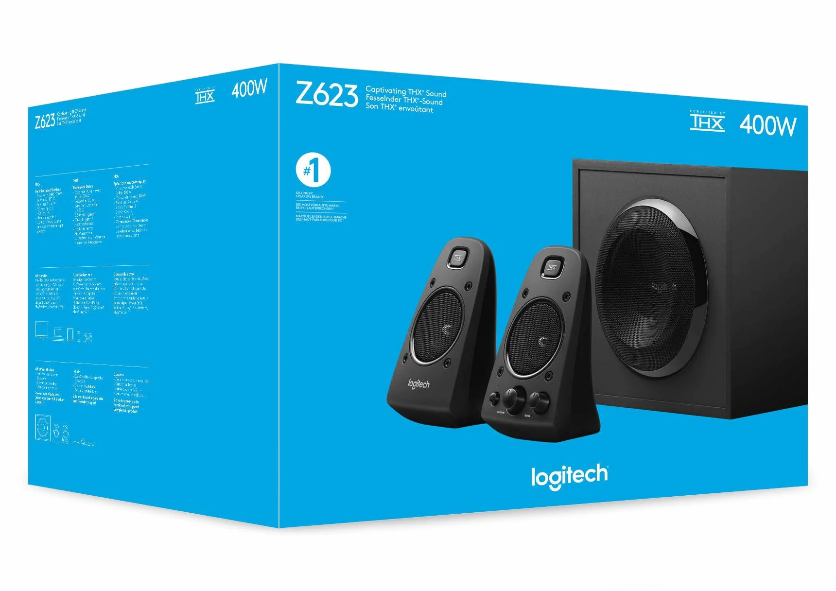 Logitech Speaker System Z623, Głośniki Komputerowe, Wyjątkowy Dźwięk Thx, Analog, Pc/Mac - Czarny,980-000403