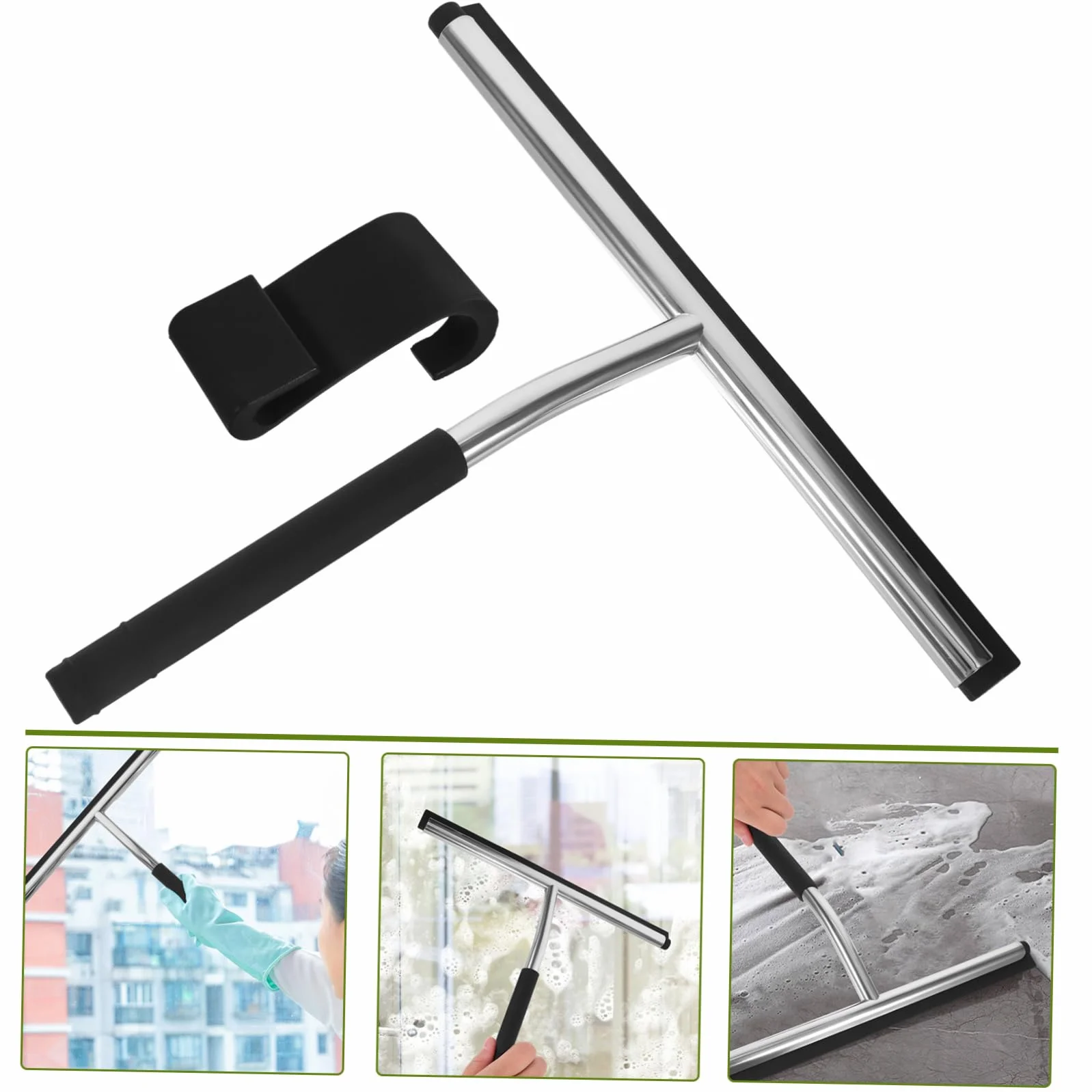 Mobestech 1kawałek Squeegee Do Okien z Stali Nierdzewnej i Silikonu Ergonomiczny Uchwyt Narzędzie Do Czyszczenia Szkła Kolor Losowy Idealny Łazienki i Samochodu