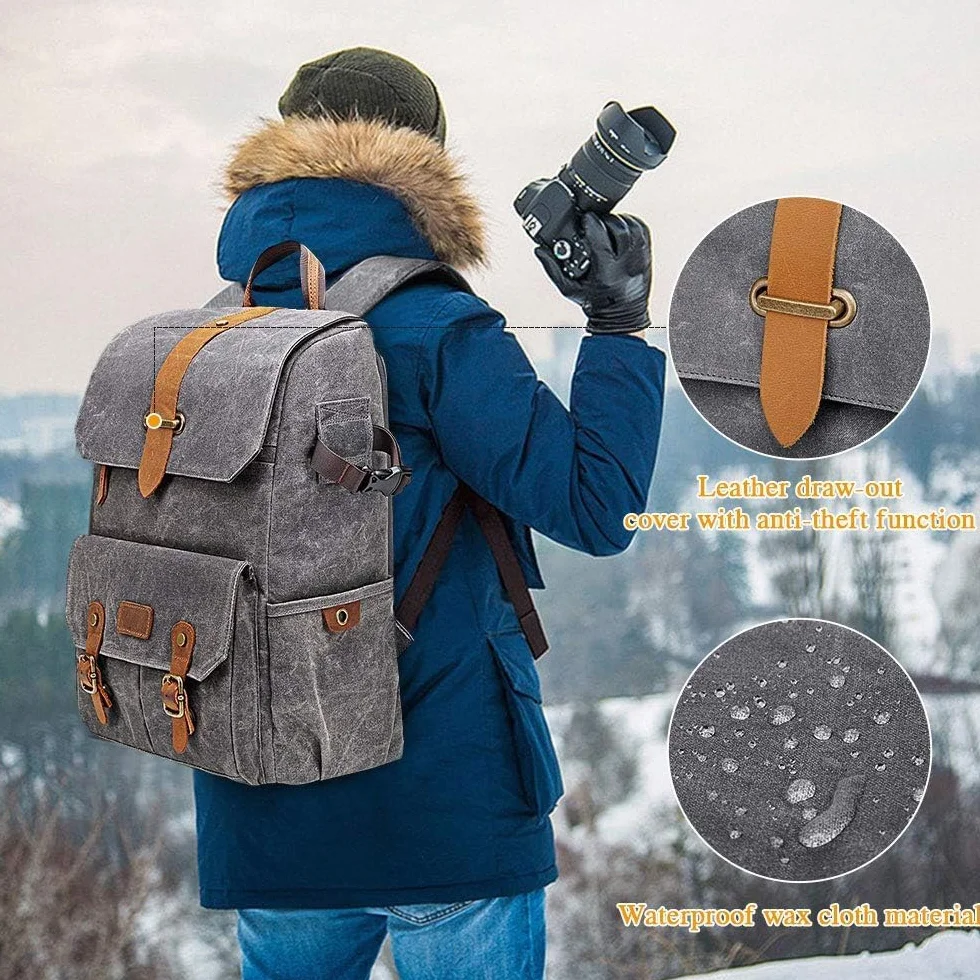 UBAYMAX Plecak na Aparat Fotograficzny Kompatybilne z Canon Nikon, 29 Liter Plecaki aparat Mężczyźni Kobiety Duży Profesjonalny Plecak aparat z uchwytem na statyw Sekcja na laptopa (Szary)