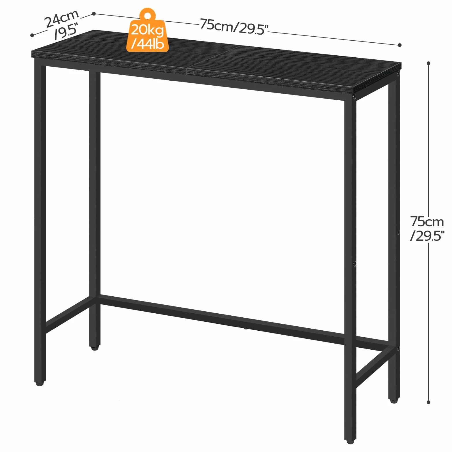 HOOBRO BK75XG01 Wąski stolik konsolowy, czarny do przedpokoju salonu sypialni