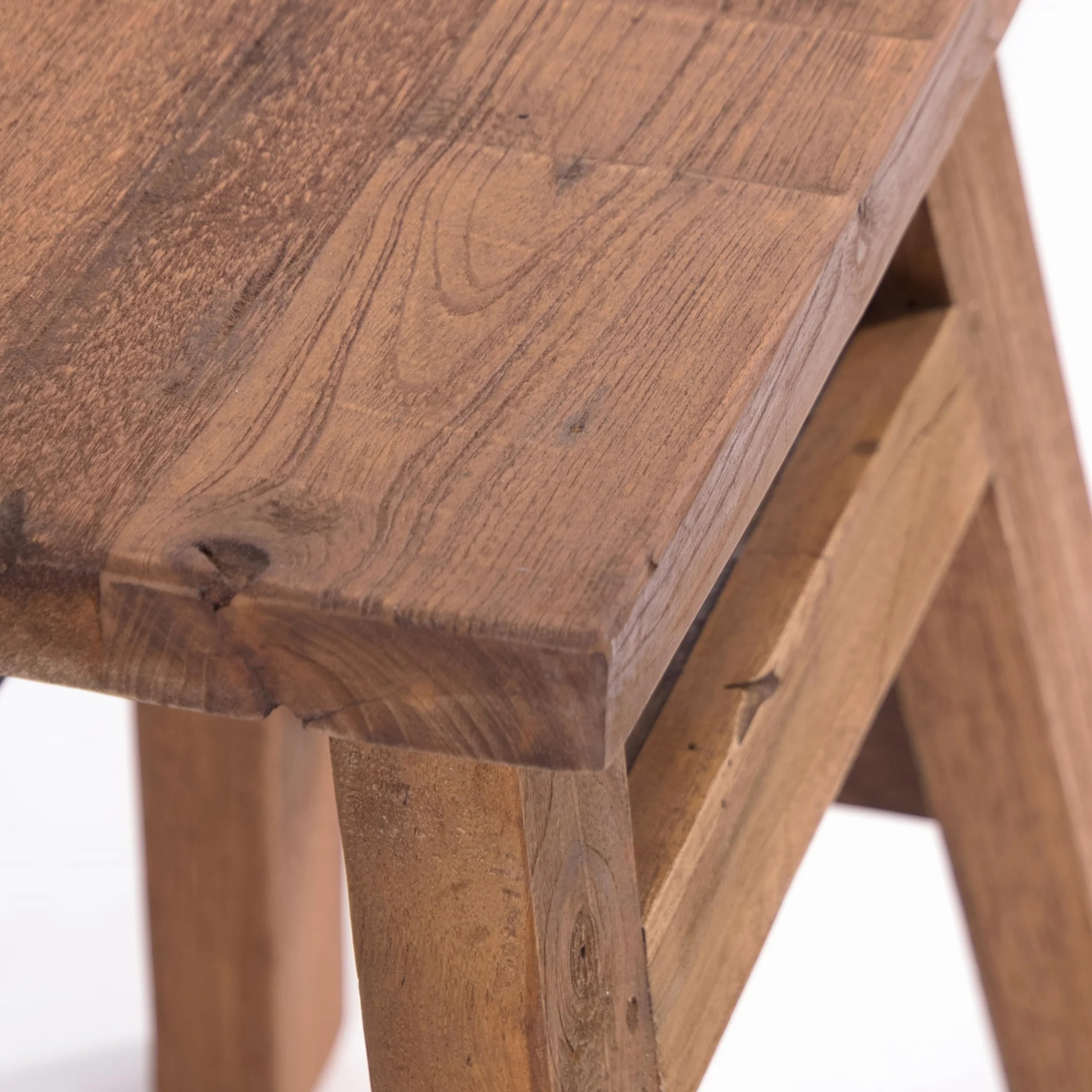 DESIGN DELIGHTS Drewniany Taboret Noah 50x50x30 cm Mahoń Drewno Tekowe