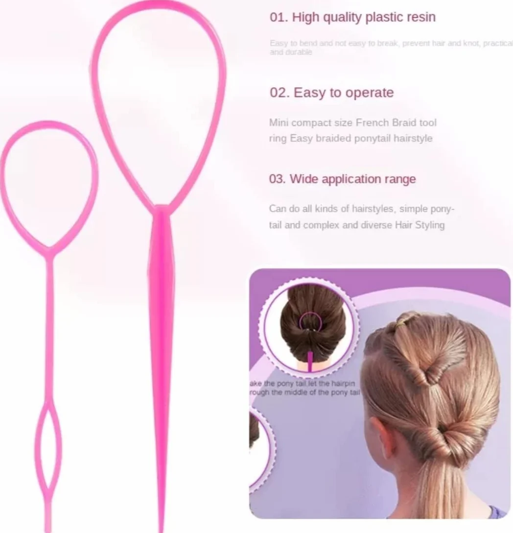 2-częściowy zestaw Hair Twister – kok lub topsytail stylizacja w kilka sekund, dla kobiet – zestaw wspomagający fryzurę wraz z samouczkiem wideo (różowy)