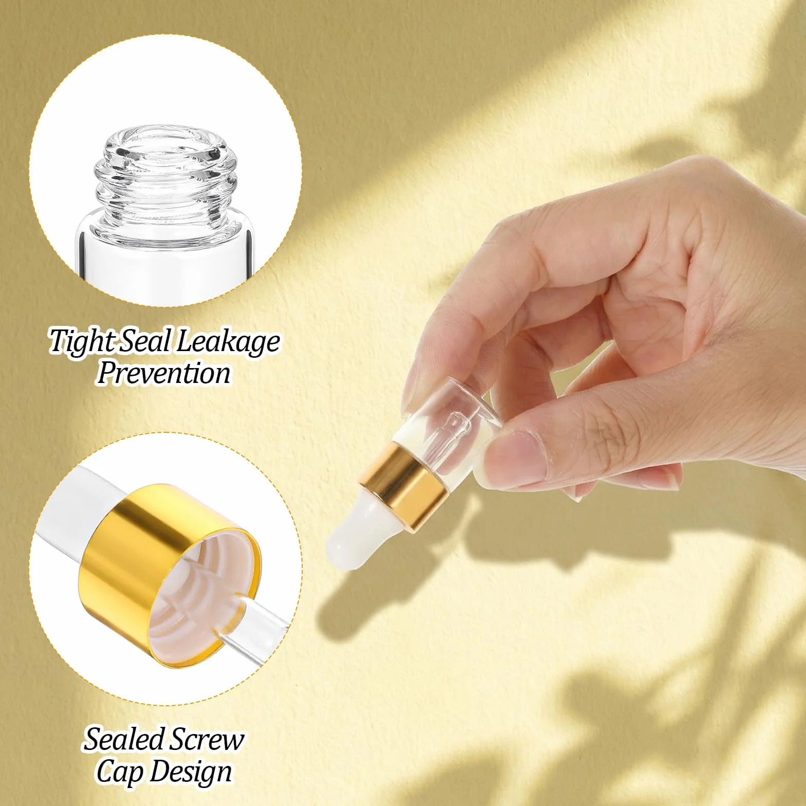 Sibba 20 sztuk mini butelek z pipetą, 2 ml buteleczki na próbki, przezroczyste szklane butelki z pipetą do kroplówki, puste butelki podróżne na olejki eteryczne, olejki do skórek paznokci, perfumy