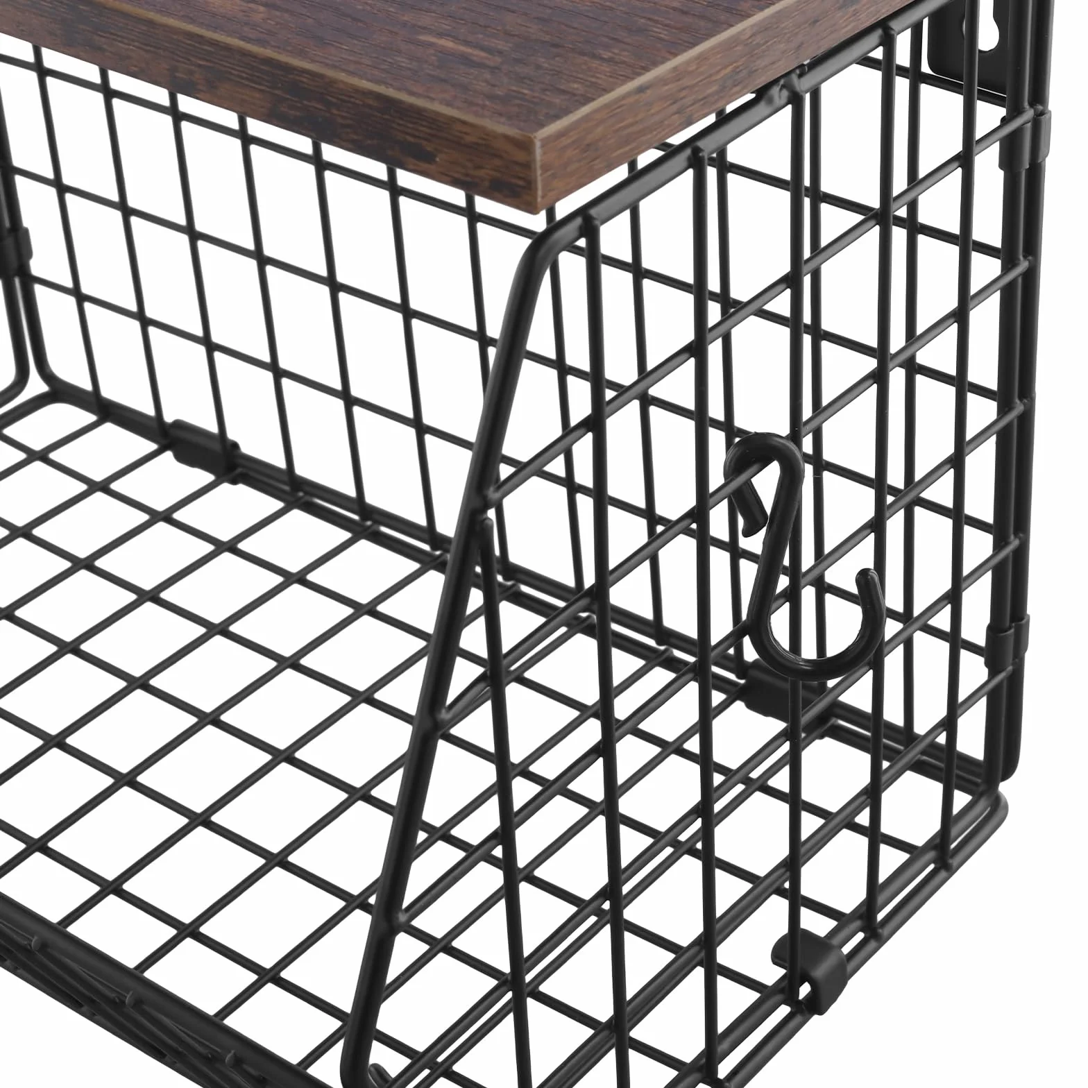 Wiszący koszyk na owoce metalowy 30x15,5x21,6 cm czarny