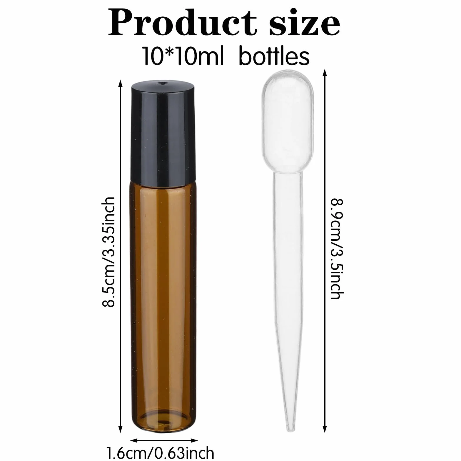Tucnoeu 10 sztuk pustych butelek 10 ml, zwijane butelki na olejki 10 ml, z kulkami ze stali nierdzewnej, do olejków eterycznych, perfum, kosmetyków i masażu