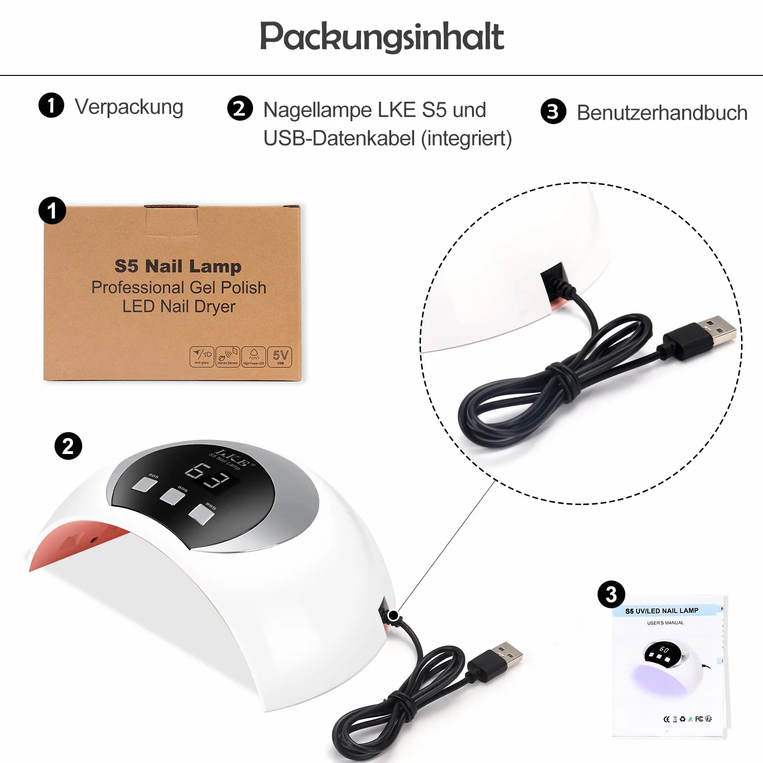 Lampa UV do paznokci 54W, Lampa UV z 3 timerami i wyświetlaczem LCD, czujnik auto, 18 LED, ładowanie USB, przenośna lampa LED do paznokci do domu i salonu paznokci, prezent na Walentynki dla kobiet
