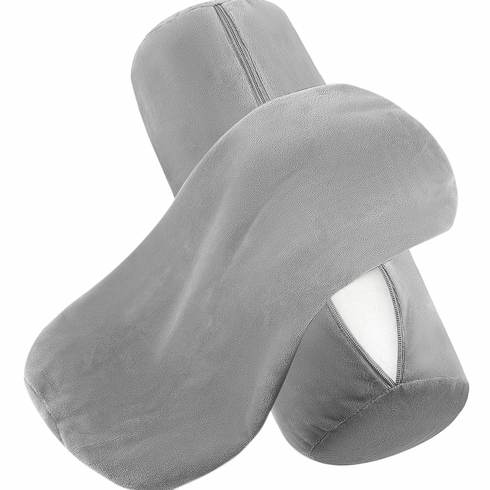 Poszewki na poduszki pod kark 40 x 15 cm szara z zamkiem błyskawicznym