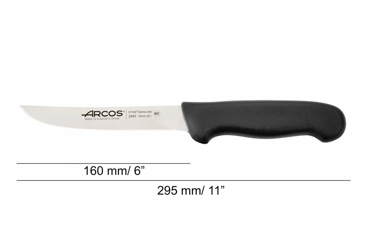 Arcos 294525 seria 2900 nóż do boningu 160 mm stal nierdzewna 18/8 czarny uchwyt polipropylenowy