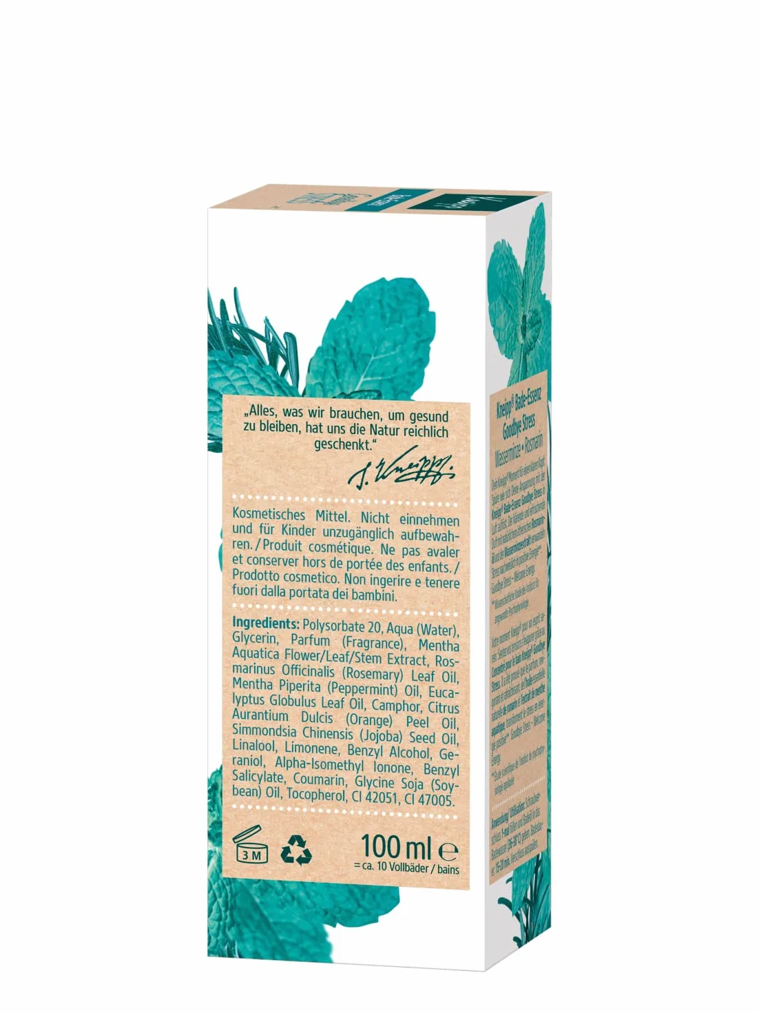 Kneipp Goodbye Stress Olejek do kąpieli z olejkami eterycznymi z rozmarynu i mięty wodnej dla mniejszego stresu i pozytywnej energii Odświeżający zapach 100 ml