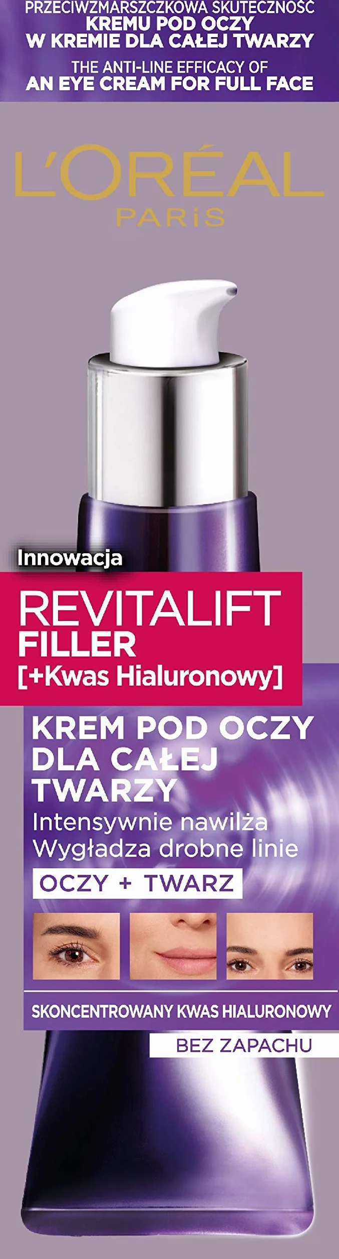 L'Oréal Paris Revitalift Filler Krem Pod Oczy Dla Całej Twarzy 30 Ml