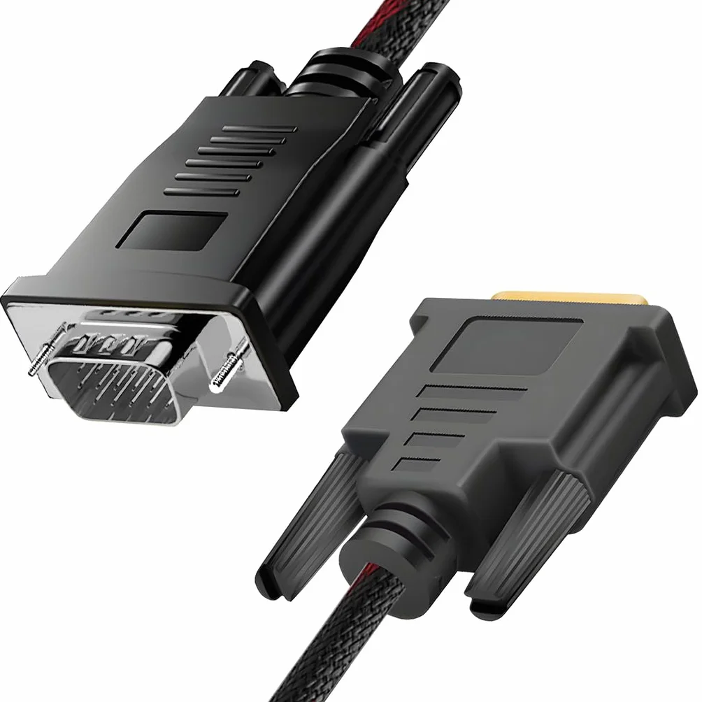 Retoo Kabel DVI-I na VGA Dual Link 24+5 pin do VGA Adapter Wtyk DVI Kabel Przewód do Monitora PC HDTV DVD Czarny