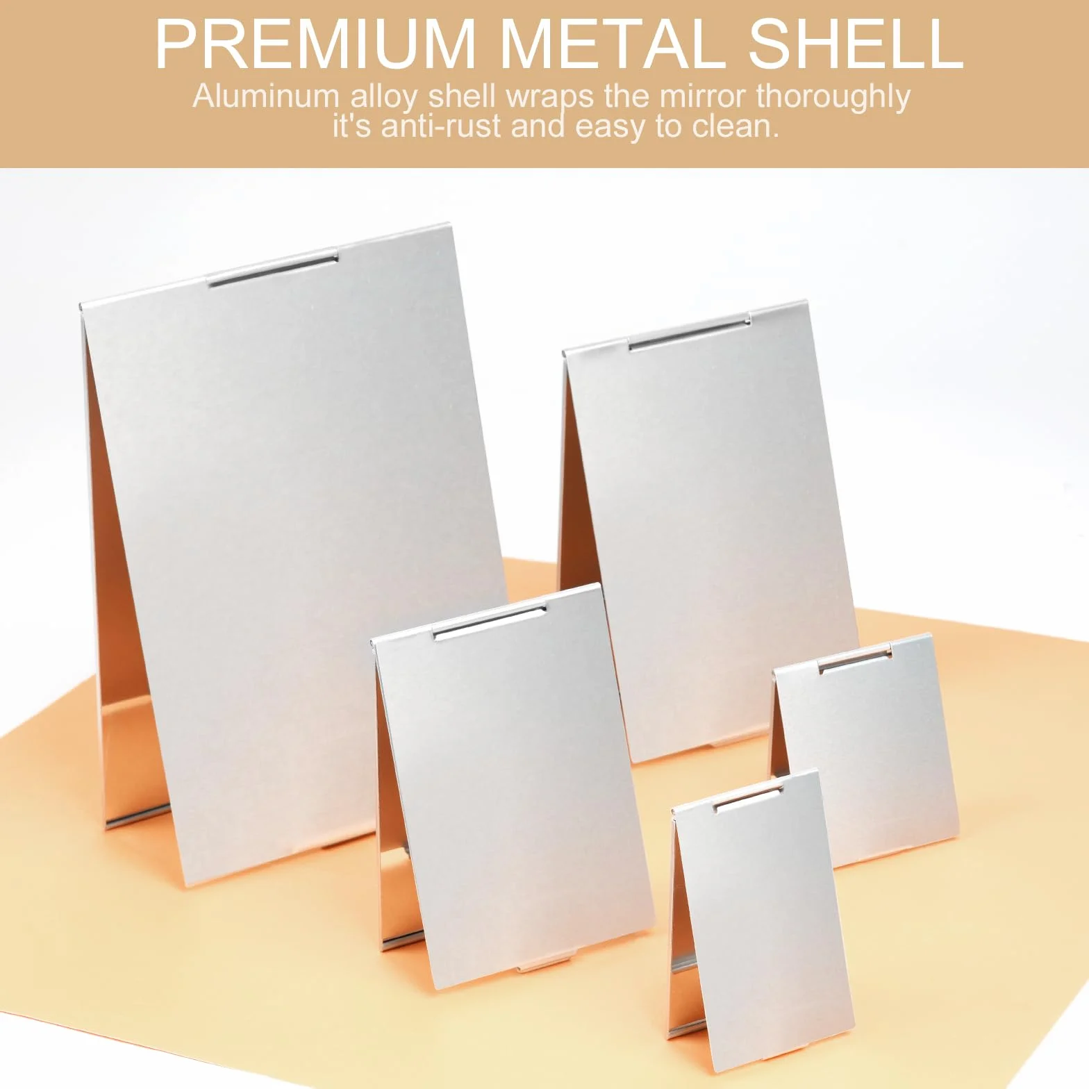 OSDUE Ultra cienkie składane lusterko, 8,5 x 5 cm, małe podróżne lusterka do makijażu z aluminiową powłoką, składane kieszonkowe kompaktowe lustro, prostokątne lusterko podróżne do makijażu ze