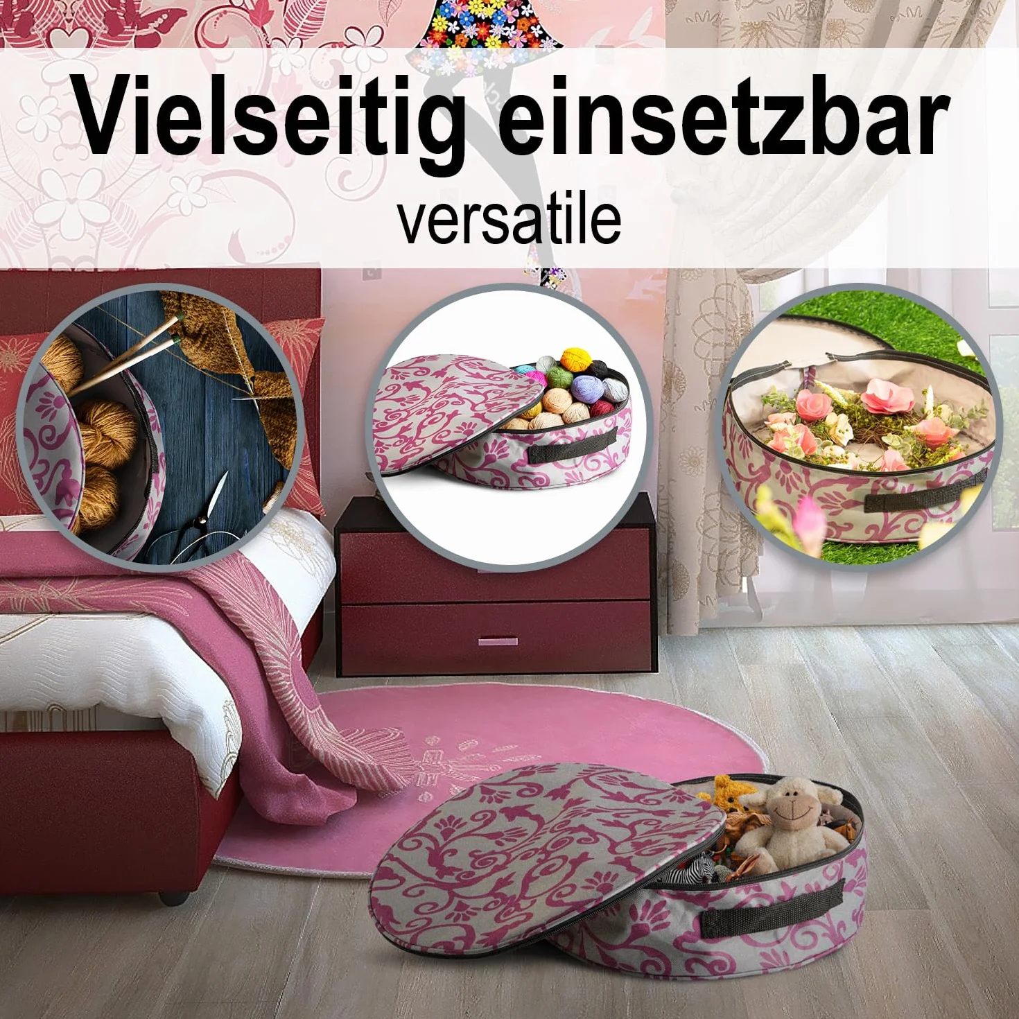 COM-FOUR® Torba do przechowywania wienców i girland 35 cm fioletowy szary