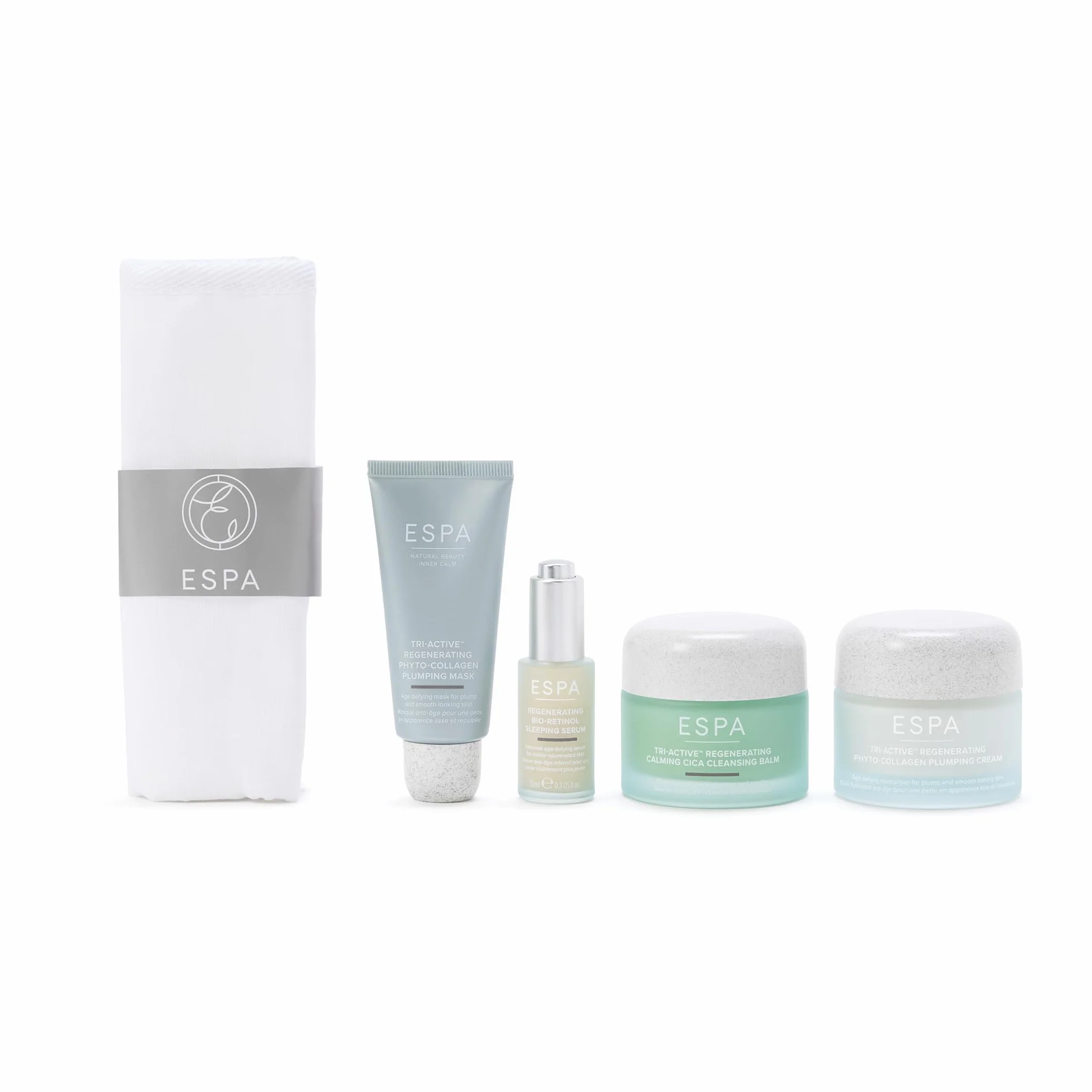 ESPA Luminous Regenerating Collection | Anti-Aging Skincare Gift Set with Phyto-Collagen & Bio-Retinol to Reduce Wrinkles & Plump Skin | Includes Cleansing Balm, Cream, Serum, Mask & Cleansing Cloth