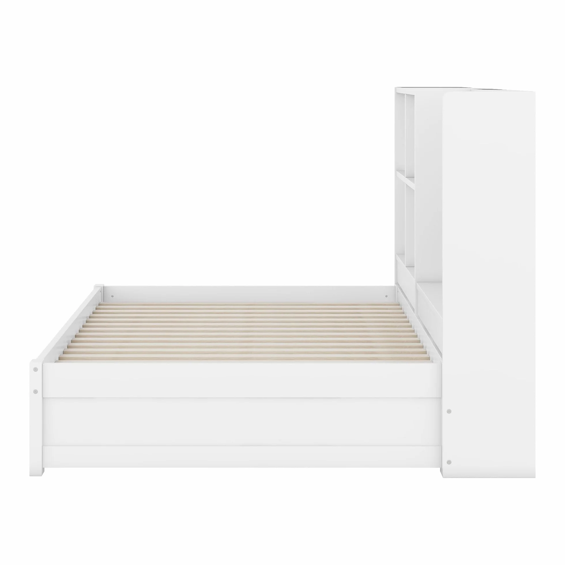 Łóżko wysuwane 90 x 200 cm, łóżko wysuwane do podwójnego łóżka 180 x 200 cm, nośność 120 kg, łóżko dzienne, sofa z funkcją spania z wieloma schowkami i deską kreślarską (białe)