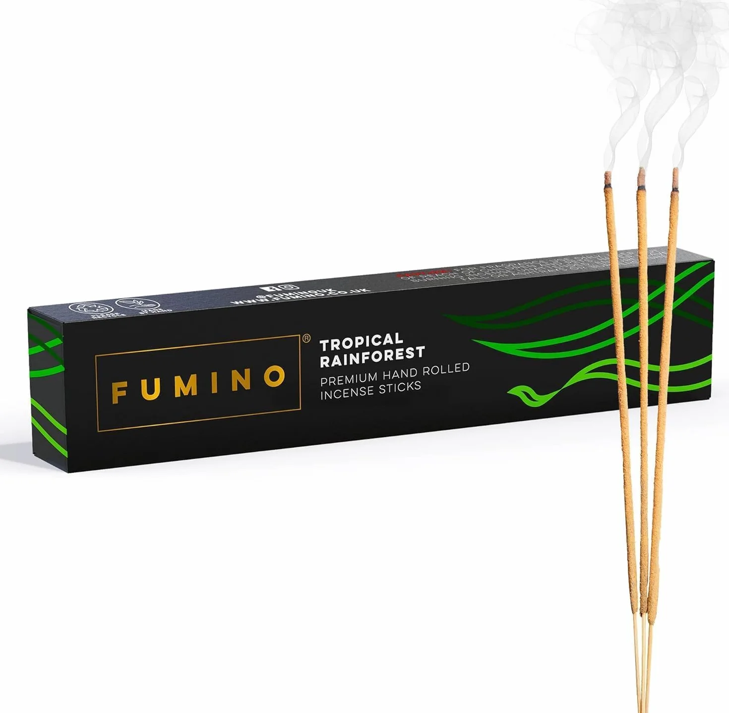 Fumino® Zapach Tropicalnego lasu deszczowego – świeże, ręcznie wykonane kadzidełka patyczkowe, 14 sztuk w opakowaniu (15 g), Masala Agarbatti Joss, zapach do relaksu i medytacji, dekoracja domu
