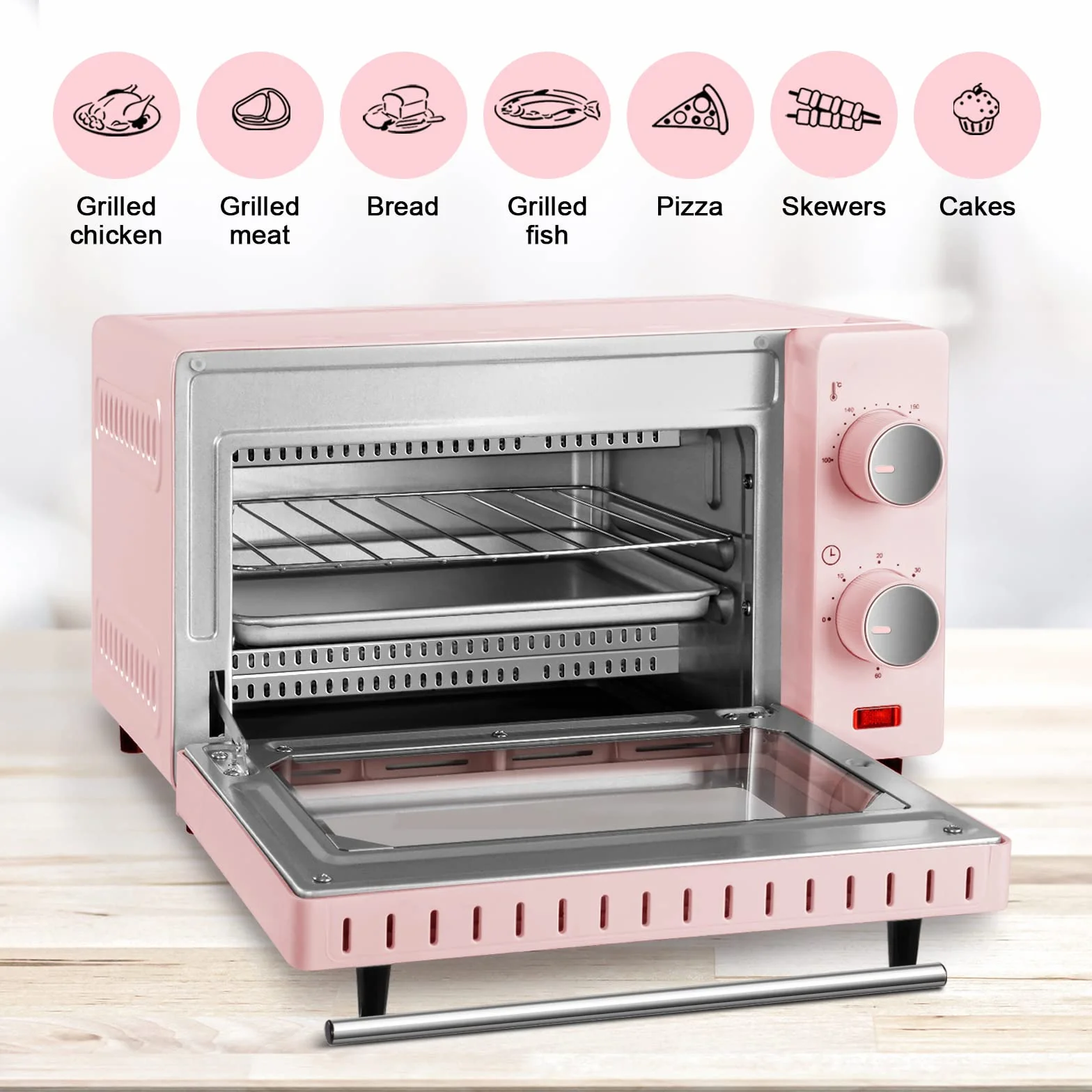 WOLTU mini piekarnik 12L 800W piec do pizzy z timerem