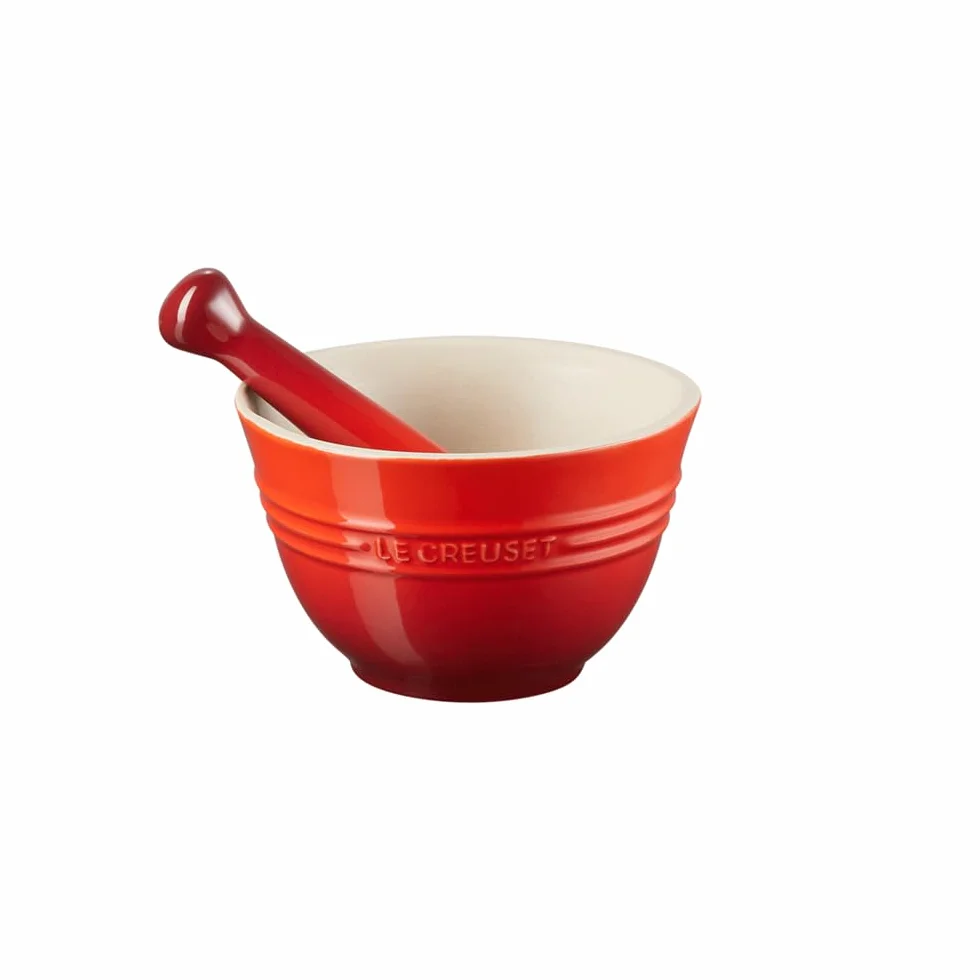Le Creuset Zaprawa i tłuczek, emaliowana kamionka 11,5 cm, 360 g, 300 ml, Wiśniowy, 81209300600003